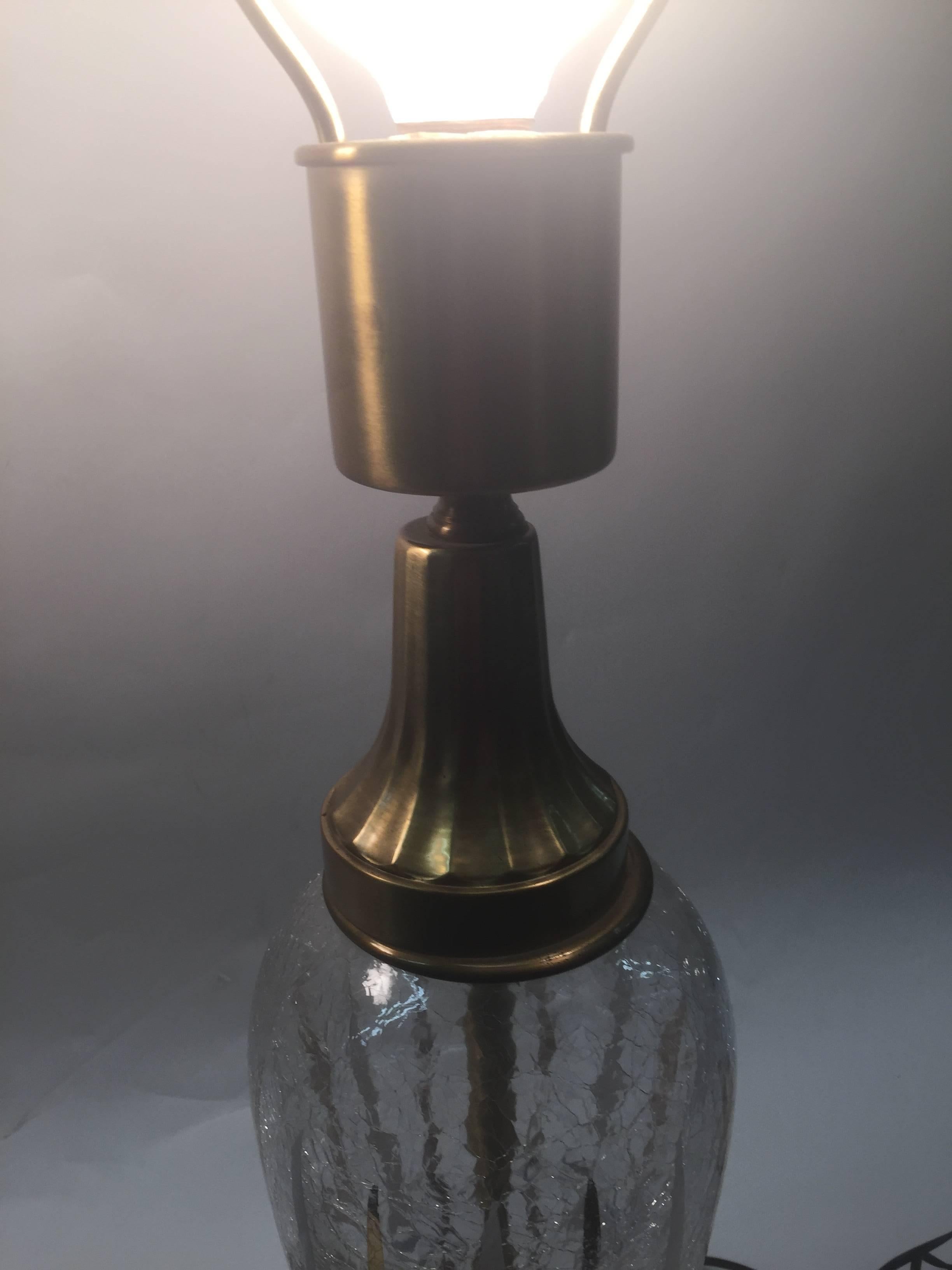 Mid-20th Century  Fantastic Pair of Modernistic Italian Crackle Glass Lamps For Sale