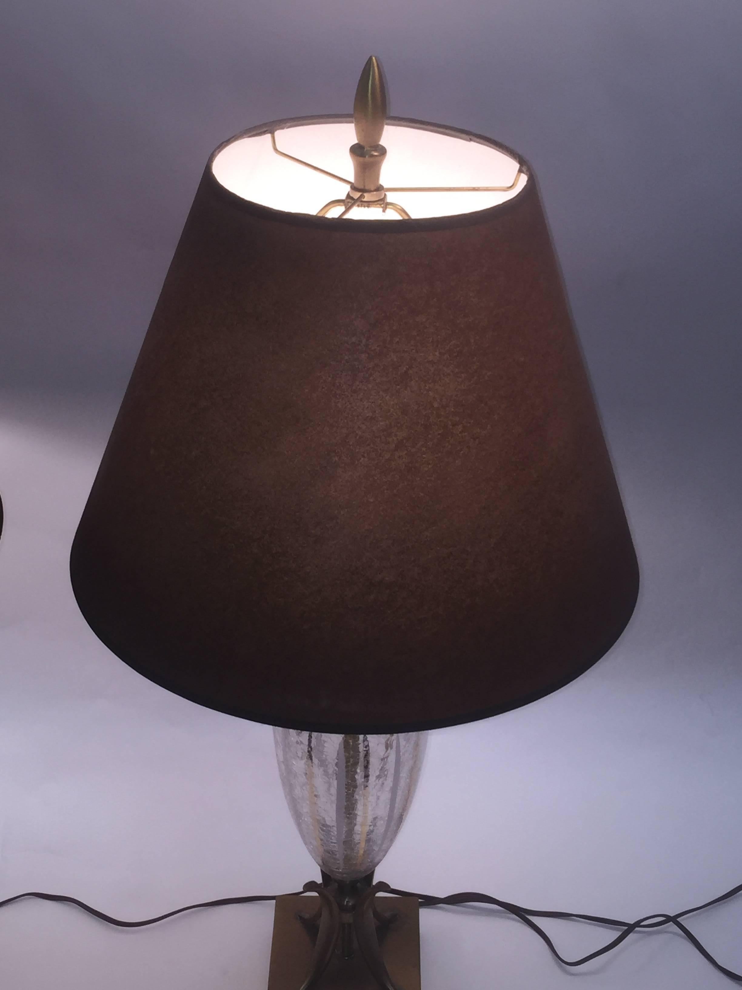  Fantastic Pair of Modernistic Italian Crackle Glass Lamps For Sale 1