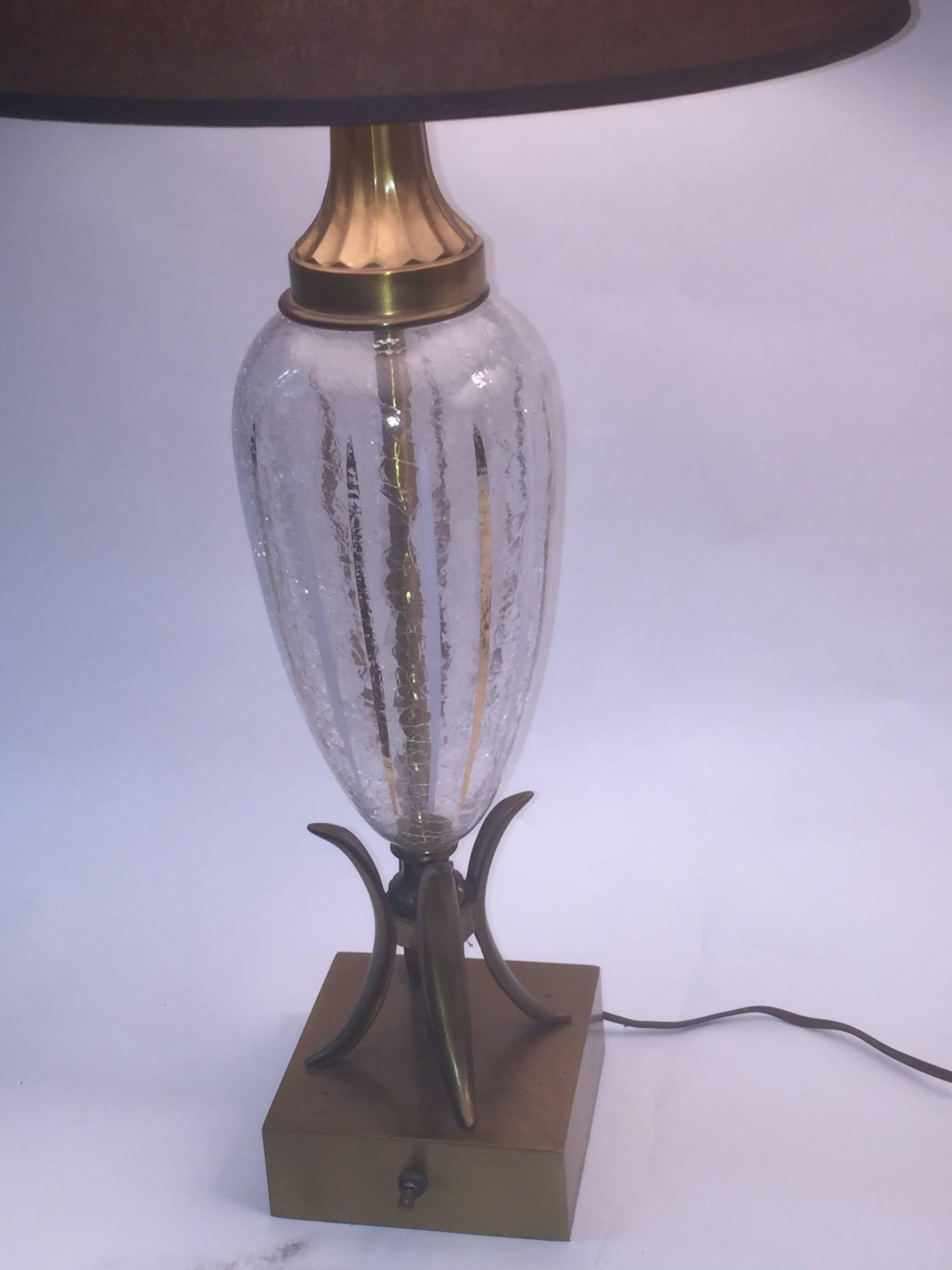  Fantastic Pair of Modernistic Italian Crackle Glass Lamps For Sale 3