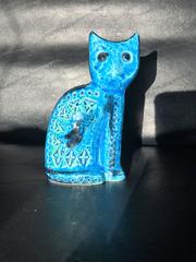 Bitossi Double Sided Blue Ceramic Cat