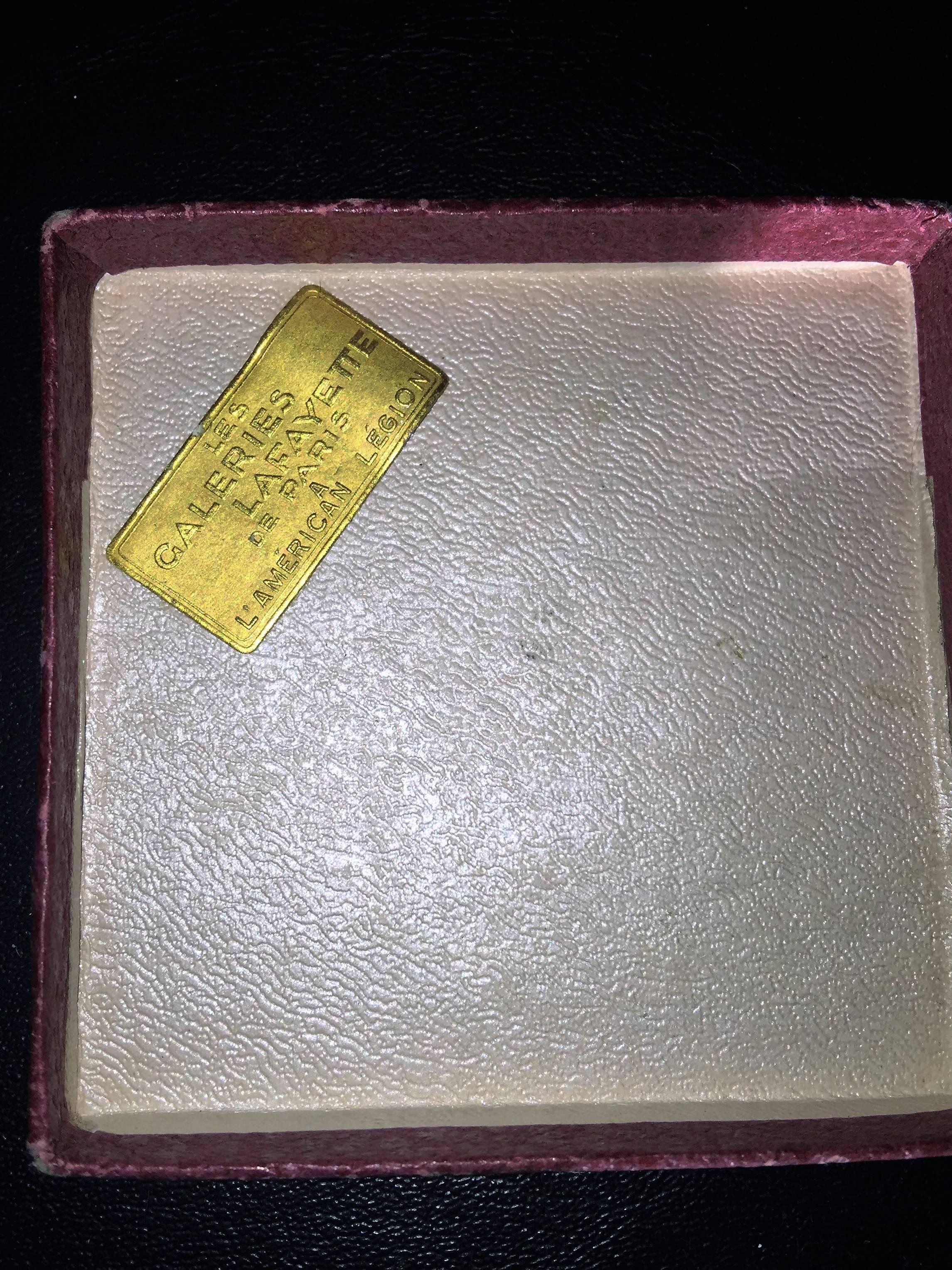 French 1927 Washington Lafayette Bronze Medallion in Original Box For Sale