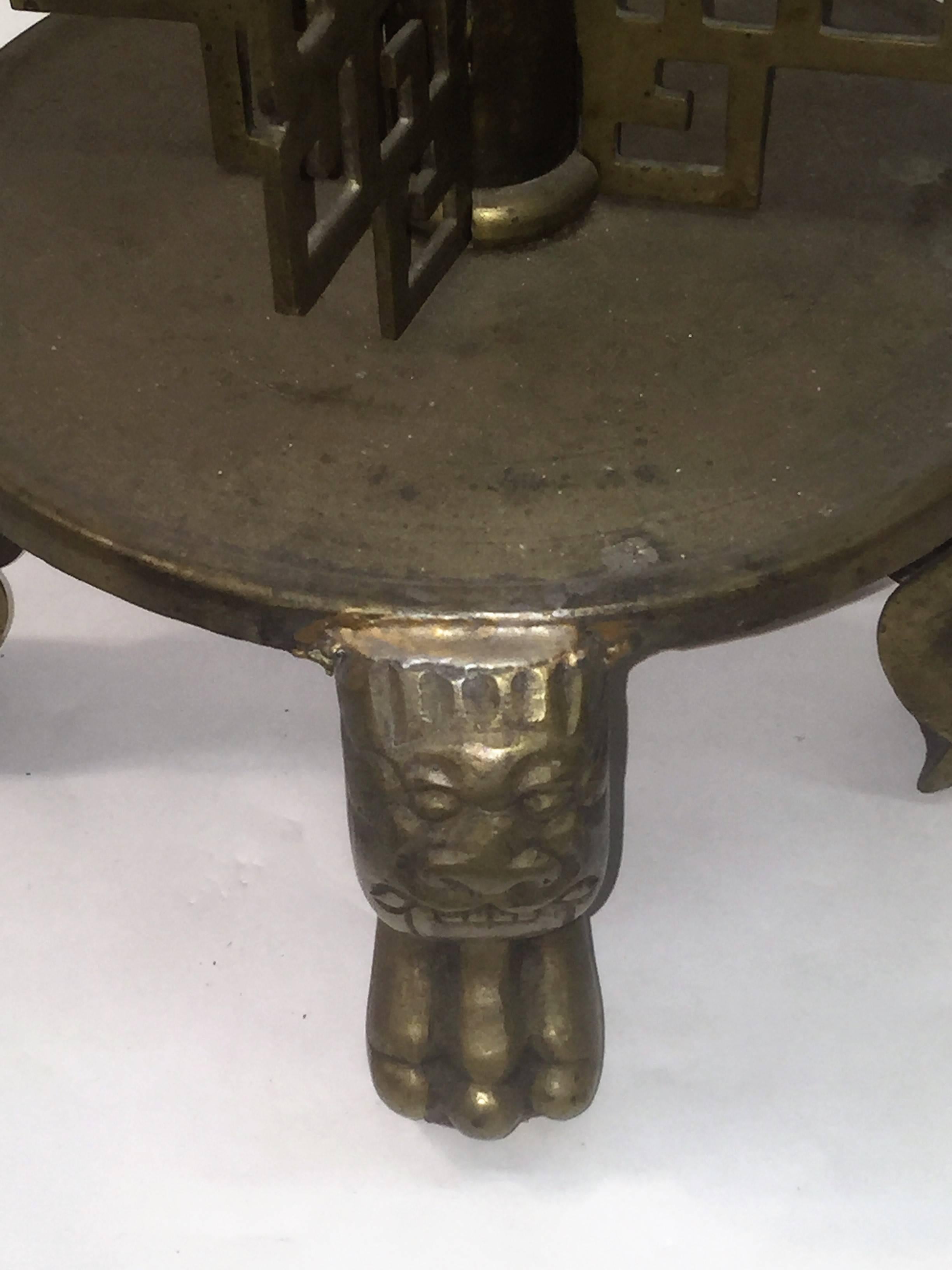 1920s Fierce Mystical Chinese Brass Dragon Floor Lamp In Good Condition For Sale In Mount Penn, PA