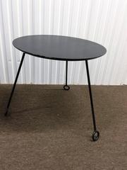 Modernist Pair of Round Tripod Leg Tables in the Manner of Jean Royère