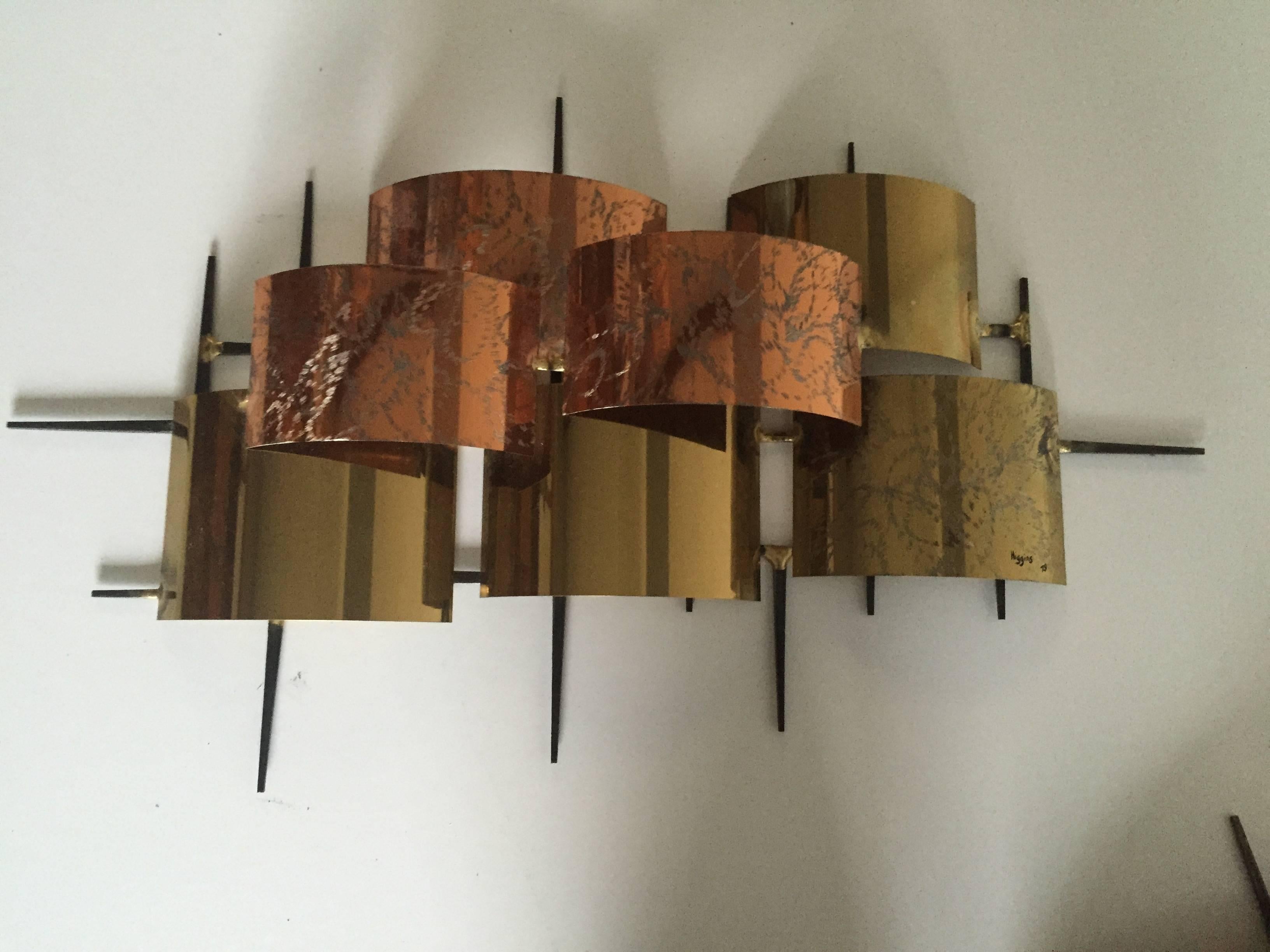 American Brutalist Pair of Curtis Jere Style Wall-Mounted Sculptures by Higgins For Sale