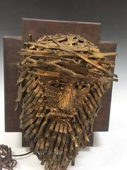 Unique Amazing Illuminated Iron Brutalist Jesus Sculpture