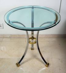Great Pair of High Style Chrome and Brass Tables by Maison Jansen