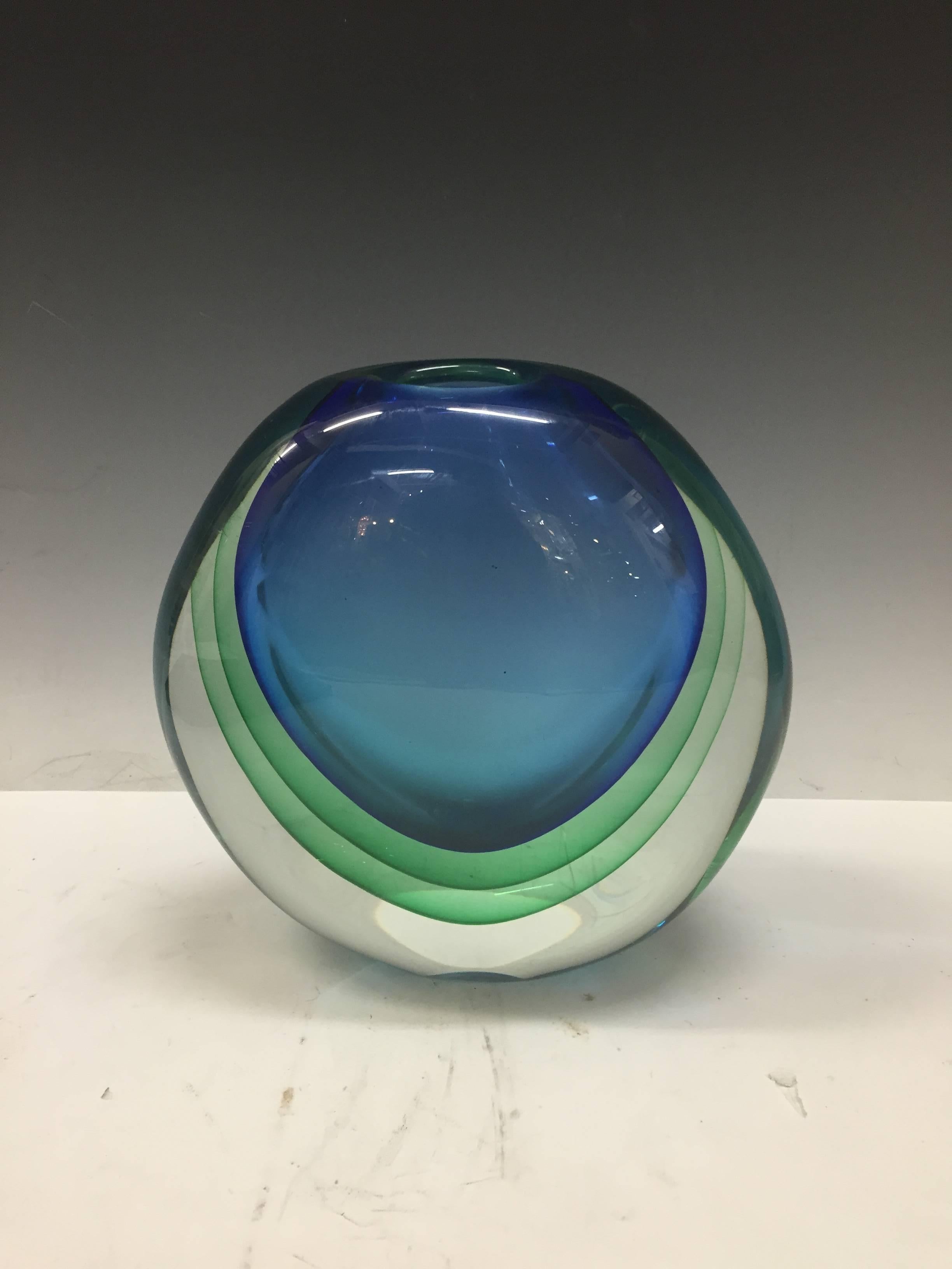 Italian Murano Glass Vase Attributed to Flavio Poli In Good Condition For Sale In Mount Penn, PA