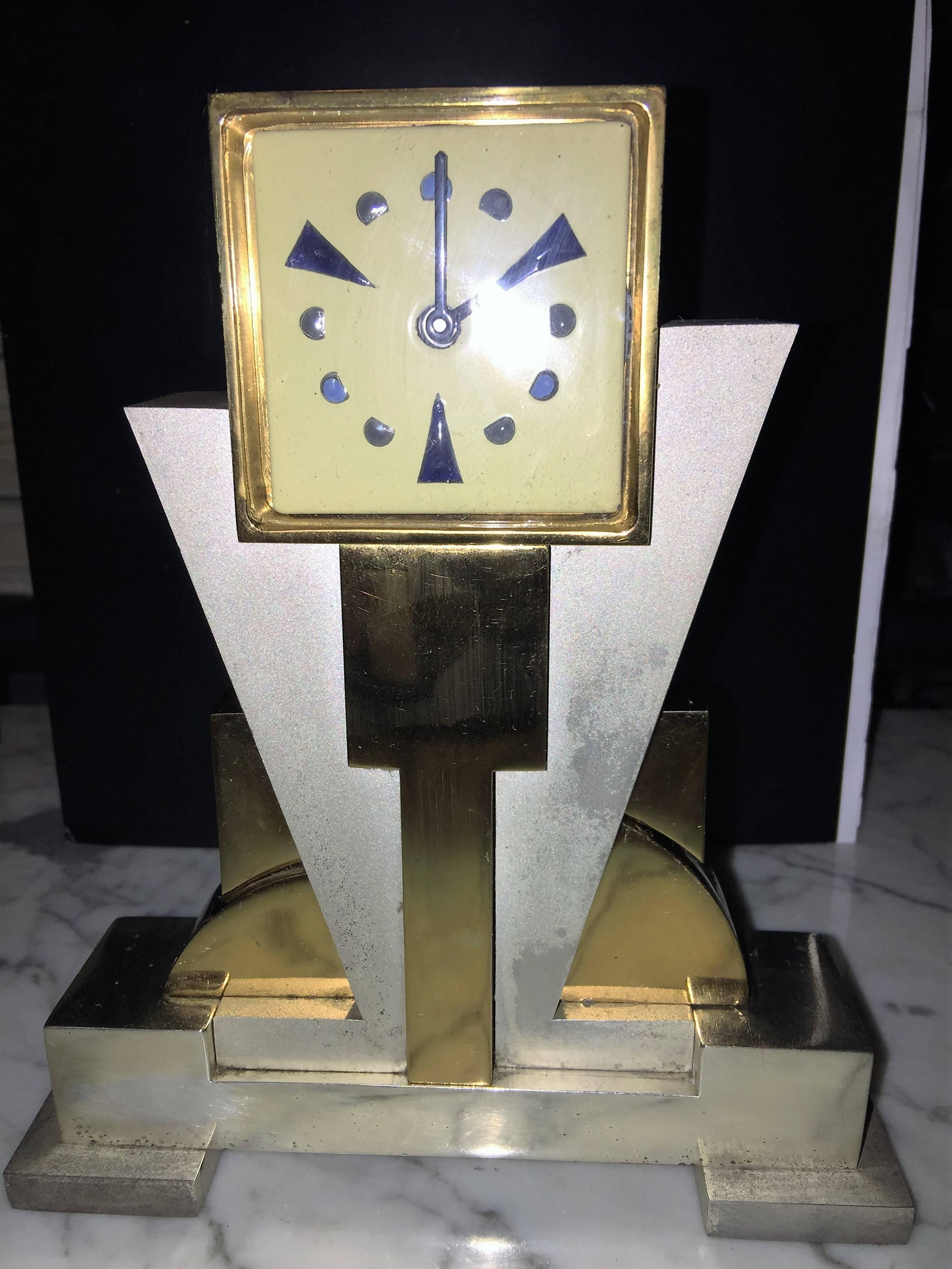 Jean Goulden: French (1878-1946) famous for his expertise with Champleve Enamels in an Art Deco overt design, his work was very rare. His clocks sell for upward of millions, this clock is a Iicensed reproduction, circa 1990's by his son Bernard