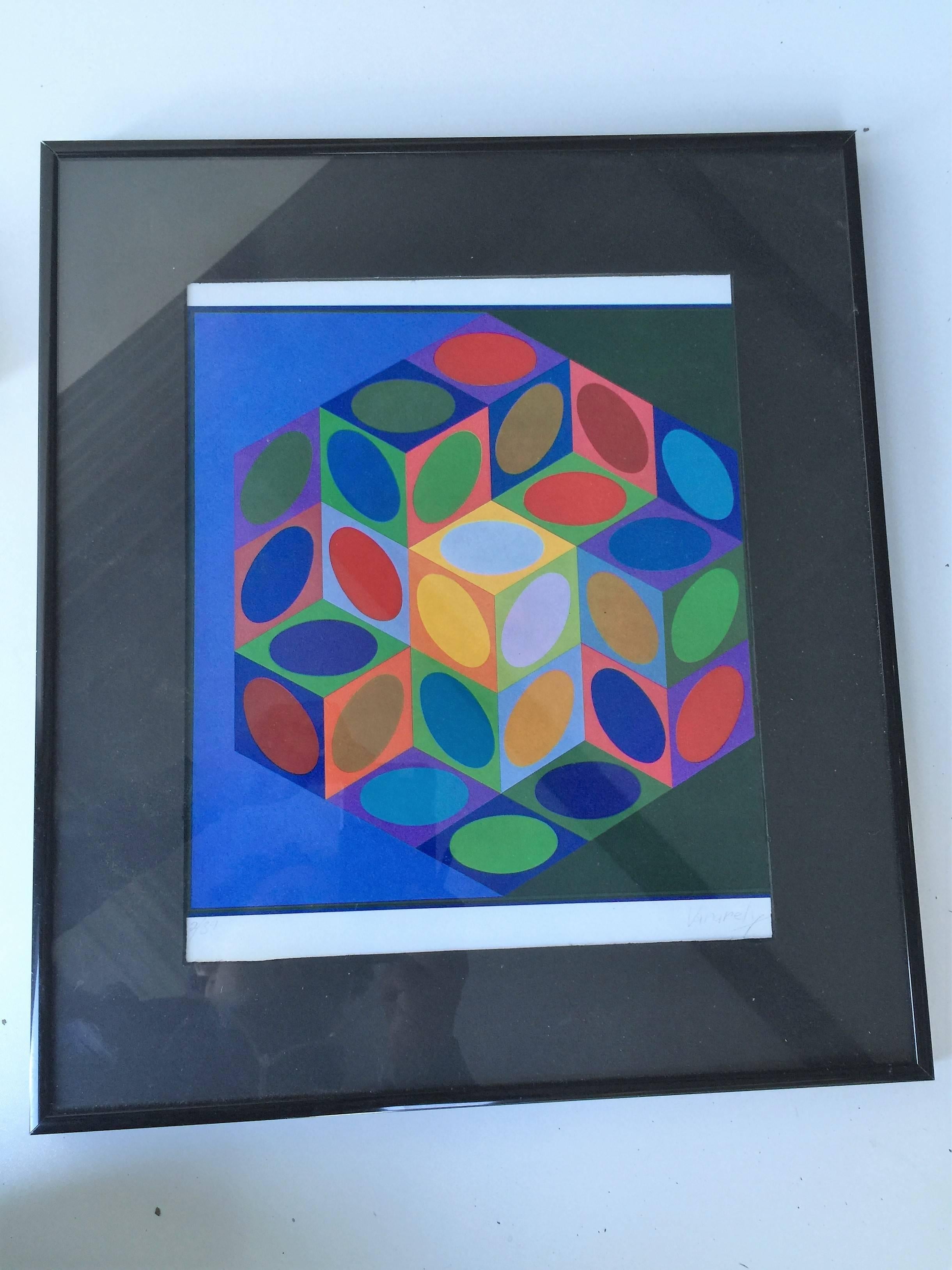  Series 1977 Victor Vasarely Colorful Optic Silkscreen For Sale 2