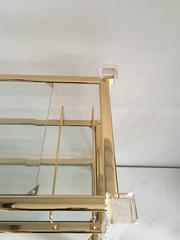 Charles Hollis Jones Three-Tier Tea Cart in Lucite and Brass