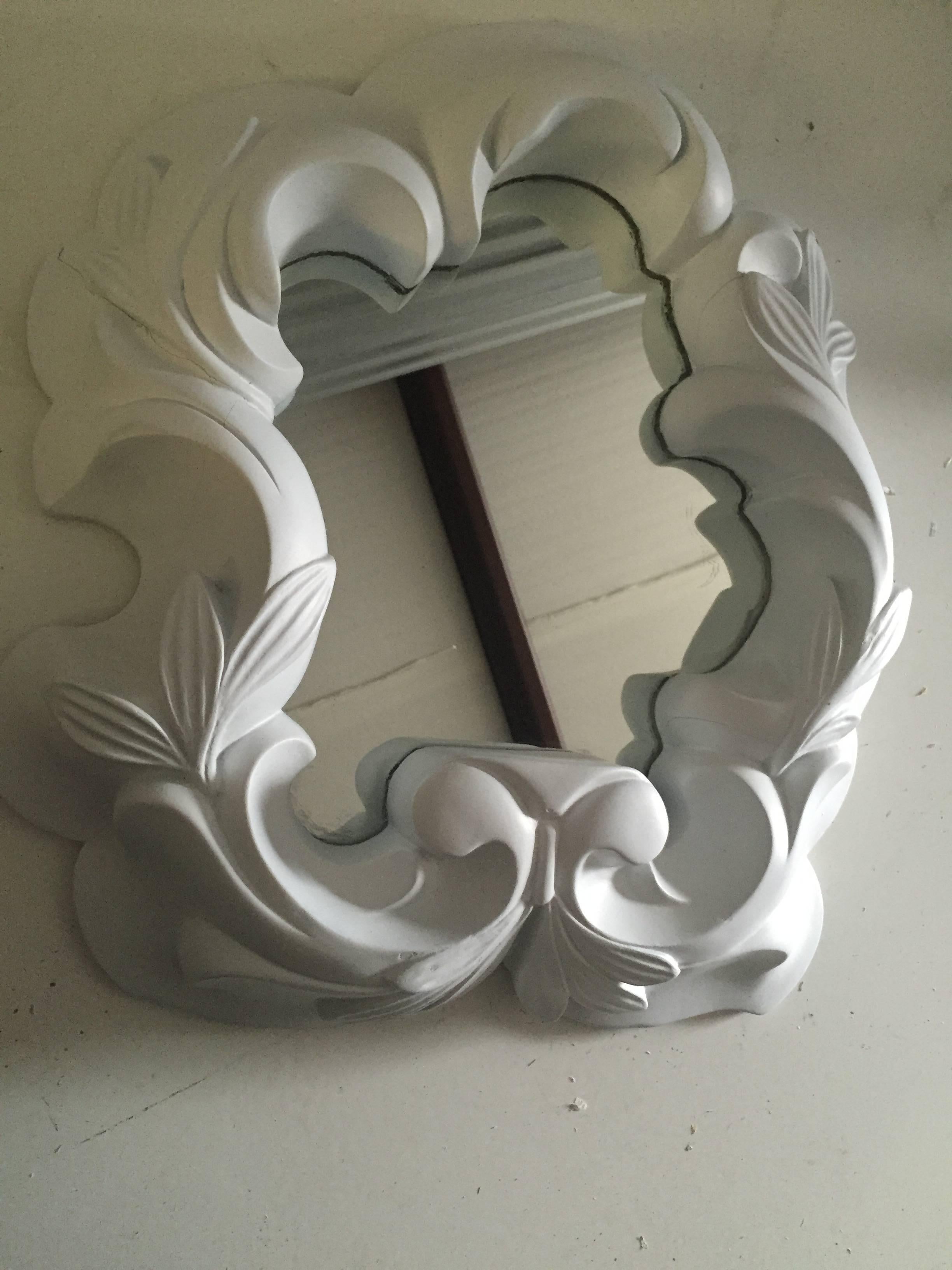 1940s French Plaster Mirror in the Style of Serge Roche For Sale 2