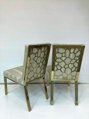 Manner of Karl Springer Sculpted Polished Brass Table with Four Chairs