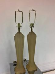 Pair of Signed Sculpted Paolo Gucci Frosted Resin Lamps