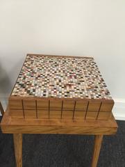 Midcentury Pair of Mosaic Tile and Wood Tables, circa 1950