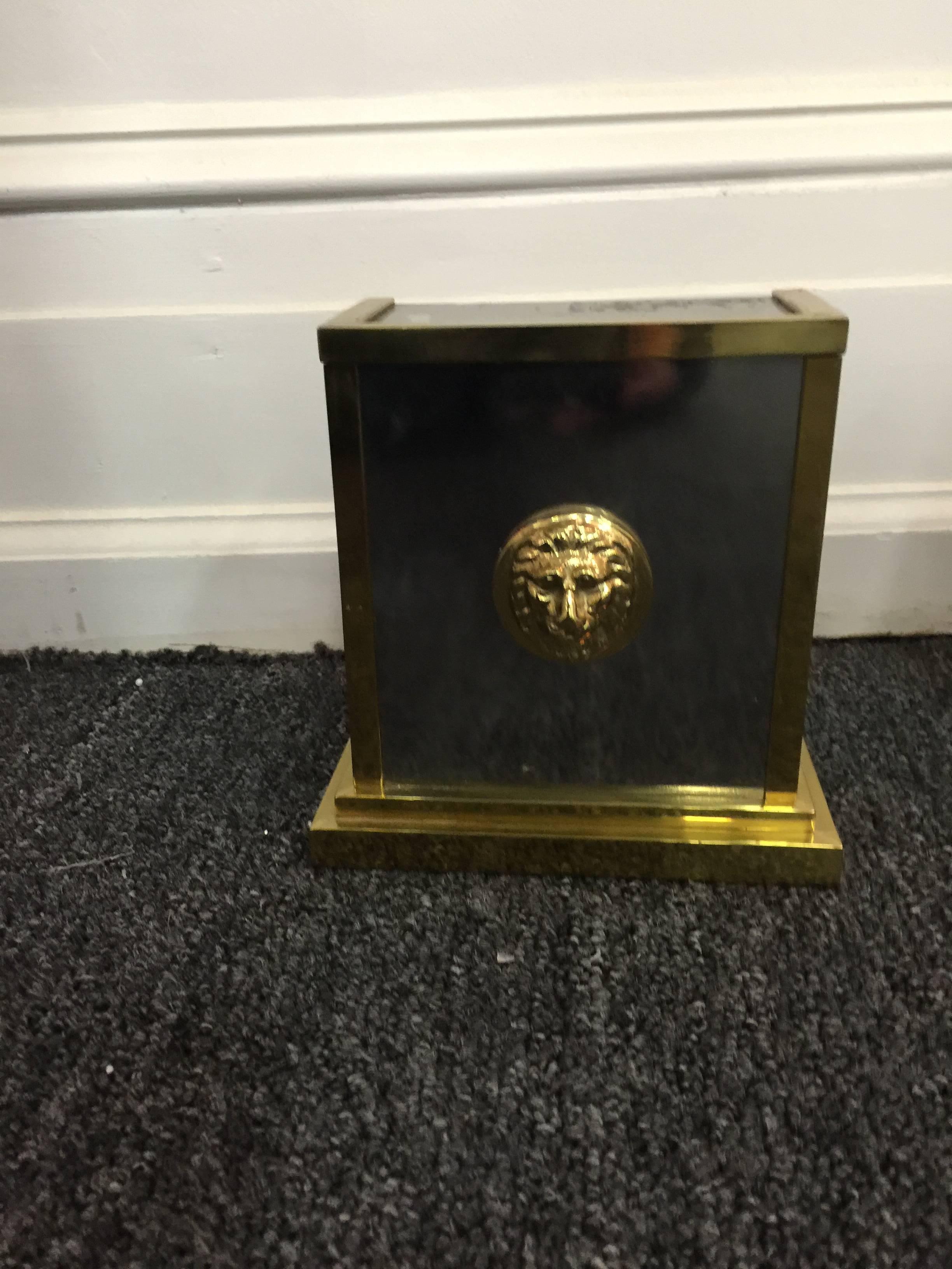 Italian Pair of Two-Tone Versace Style Bookends with Lion Heads For Sale