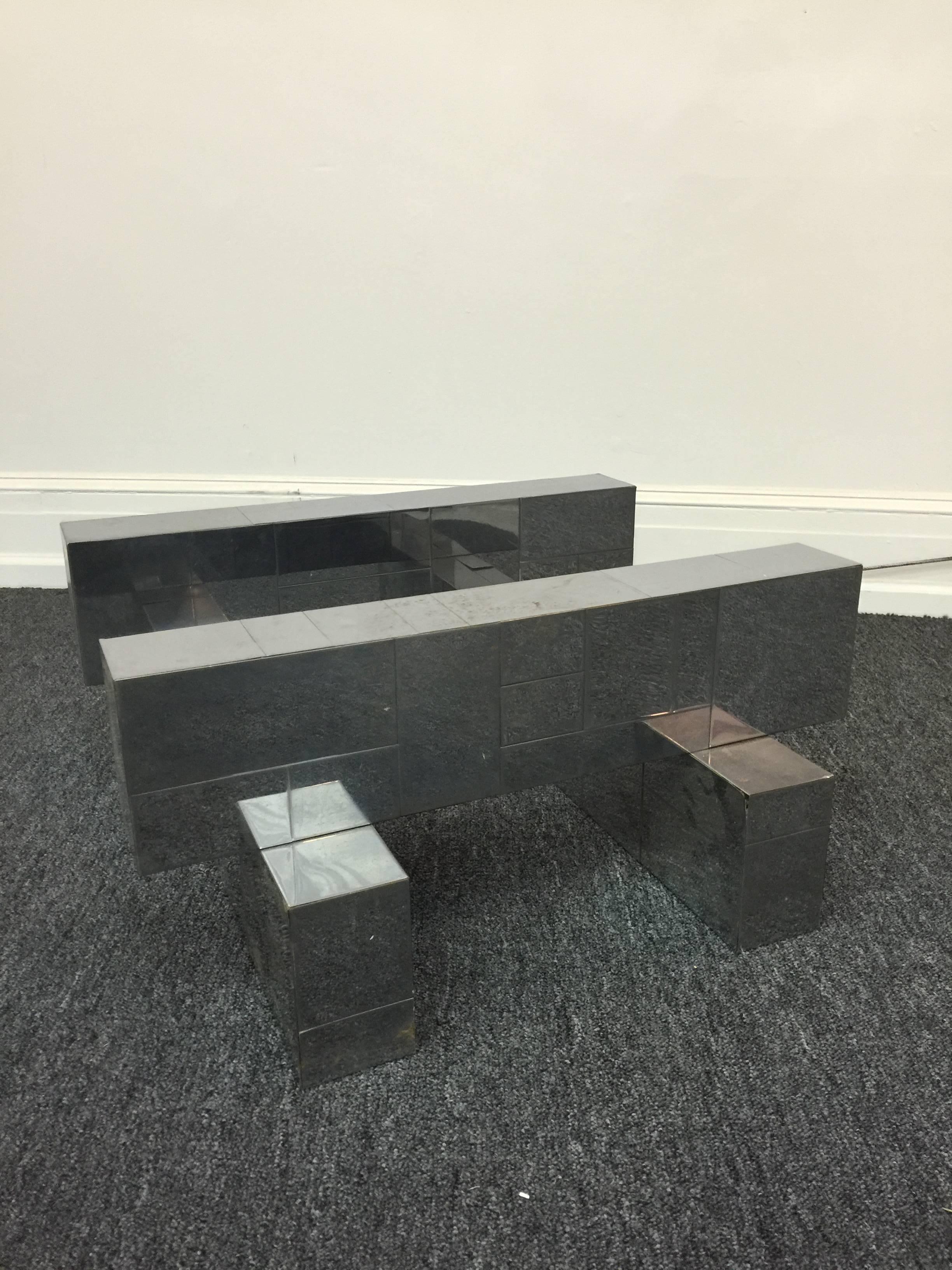 Modern Paul Evans Cityscape Coffee Table with Glass Top, circa 1970s For Sale
