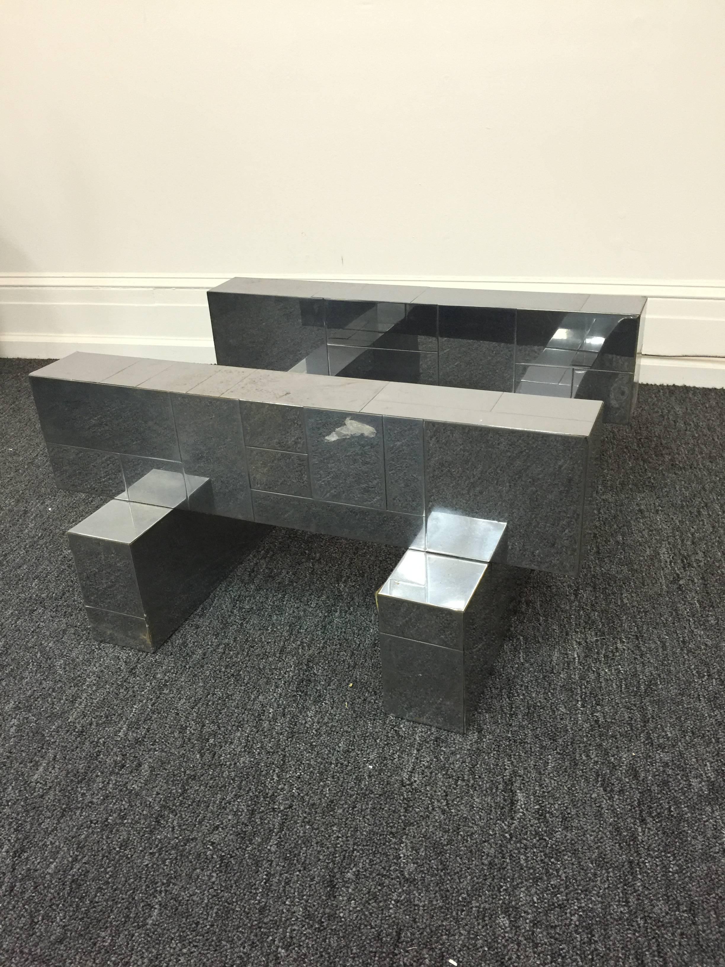North American Paul Evans Cityscape Coffee Table with Glass Top, circa 1970s For Sale