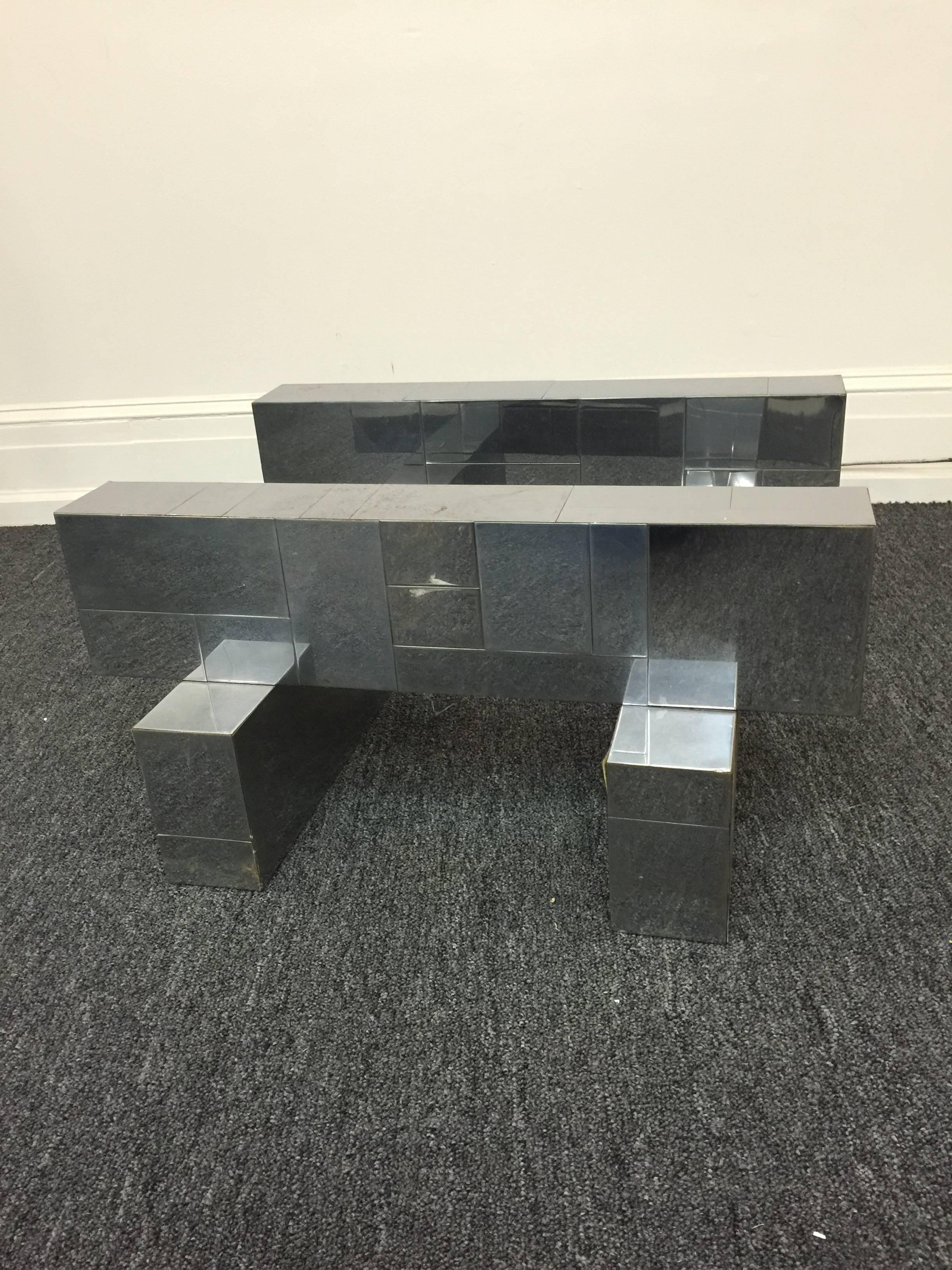20th Century Paul Evans Cityscape Coffee Table with Glass Top, circa 1970s For Sale