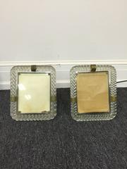 Pair of Venini Glass and Gilt Metal Picture Frames