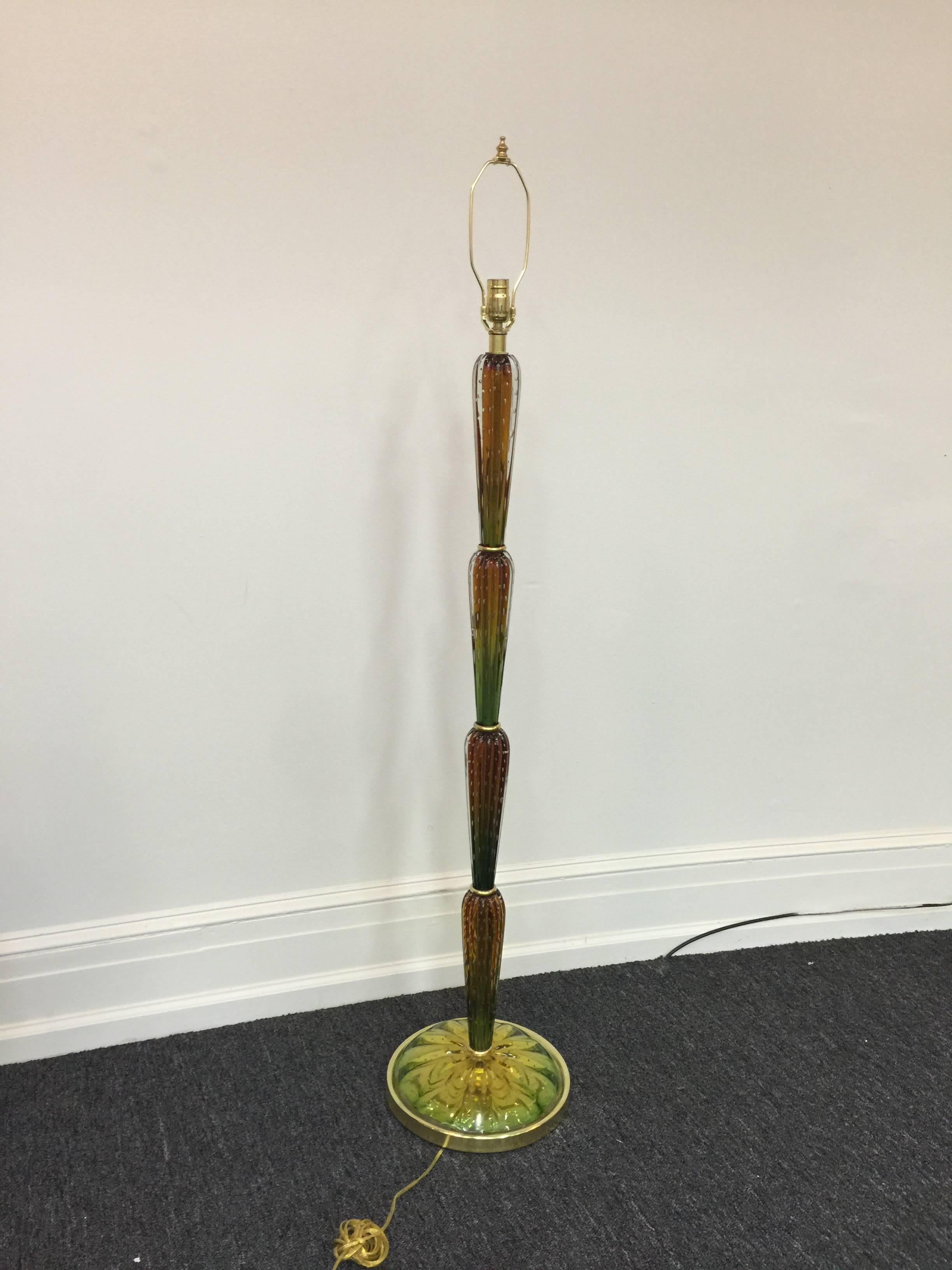 Mid-Century Modern Exceptional Italian Seguso Murano Glass Floor Lamp For Sale