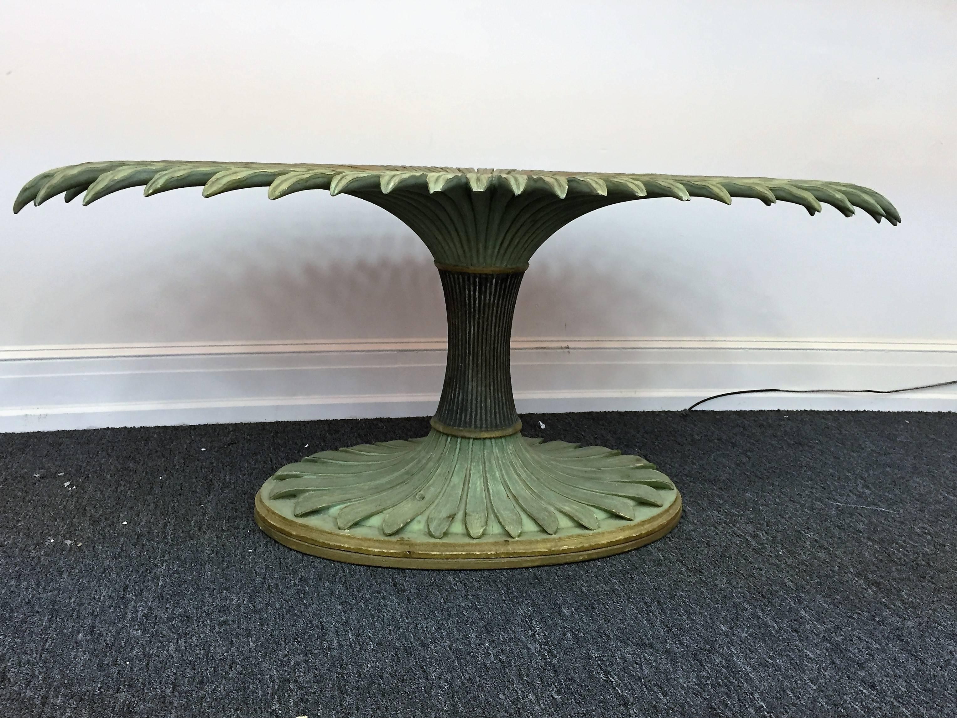 French Serge Roche Style Carved Wood Floral Form Dining Table
