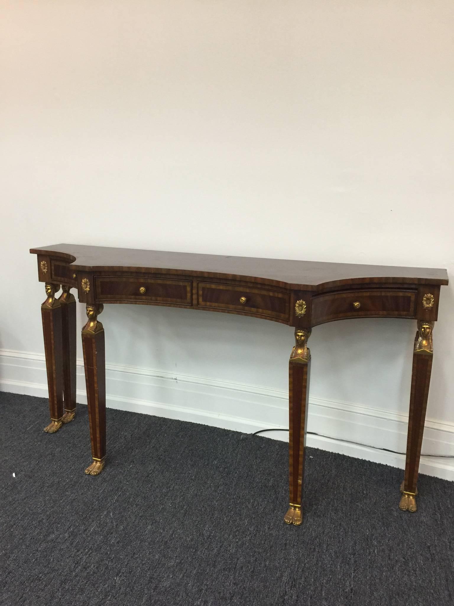American Handsome Pair of Neoclassical Style Signed Maitland-Smith Console Tables For Sale