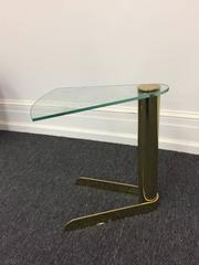 Brass and Glass Side or Drink Table in the Manner of Karl Springer