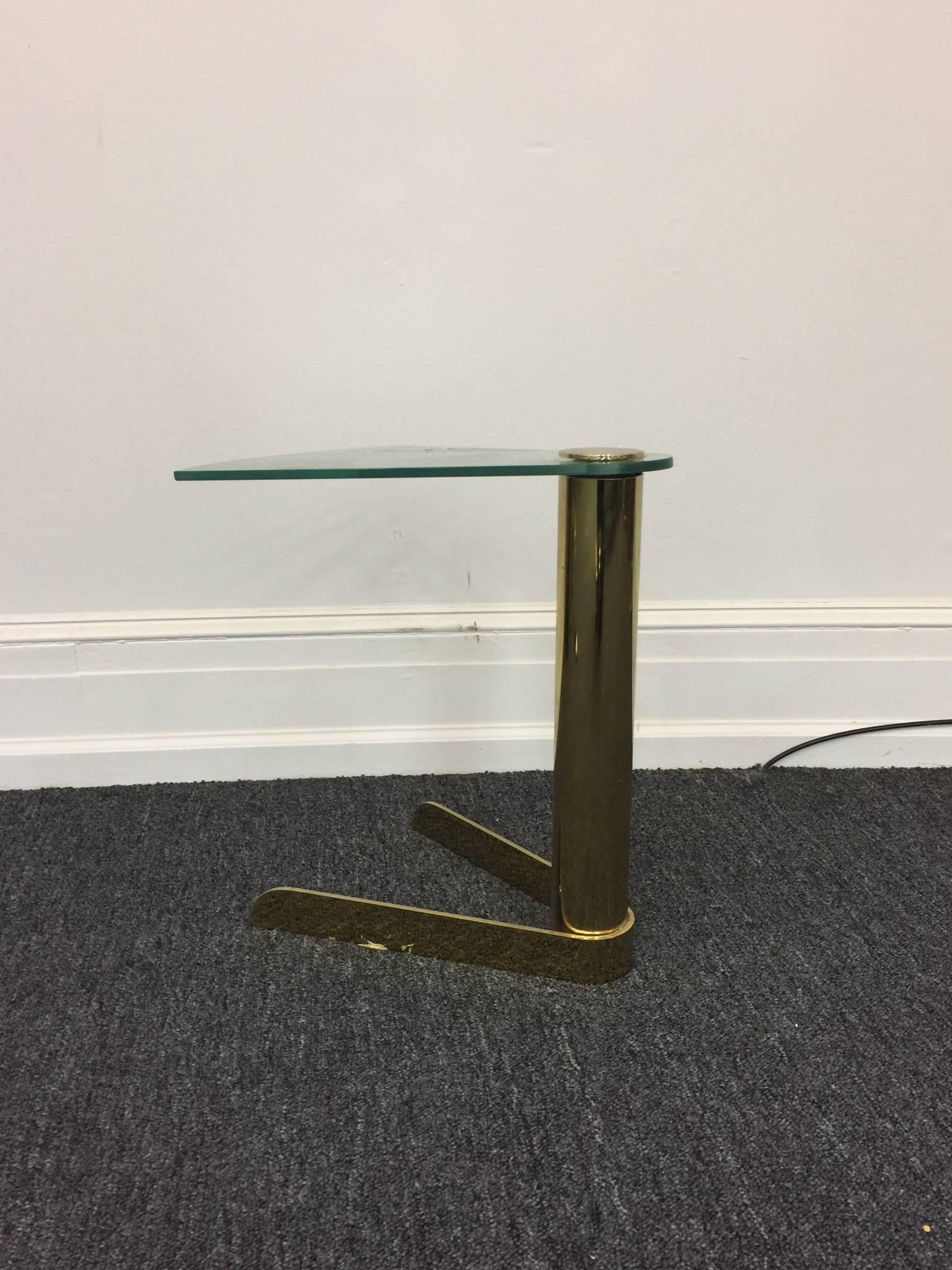 American Brass and Glass Side or Drink Table in the Manner of Karl Springer For Sale