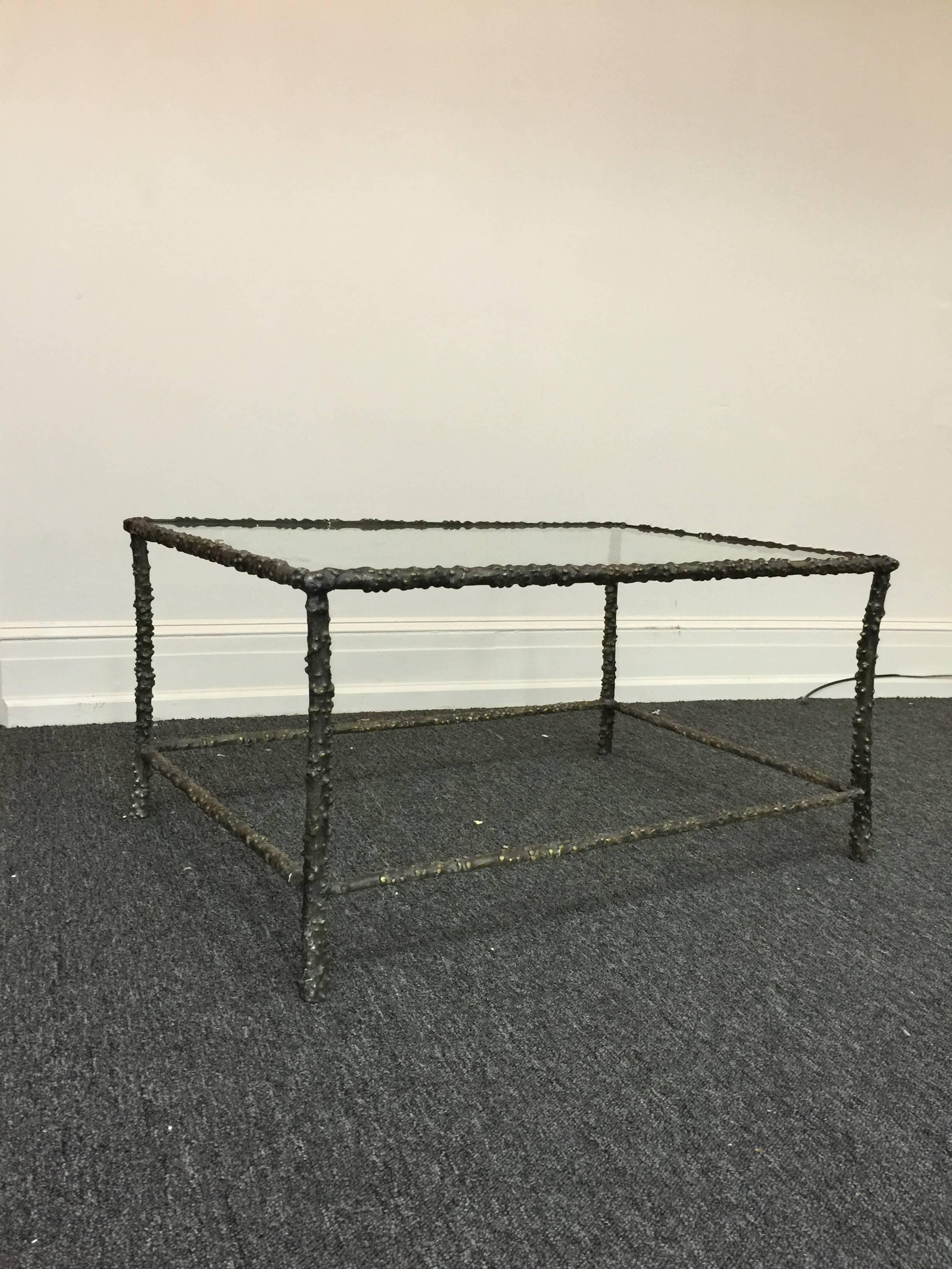 Brutalist Vintage Forged Iron Table in the Manner of Diego Giacometti For Sale