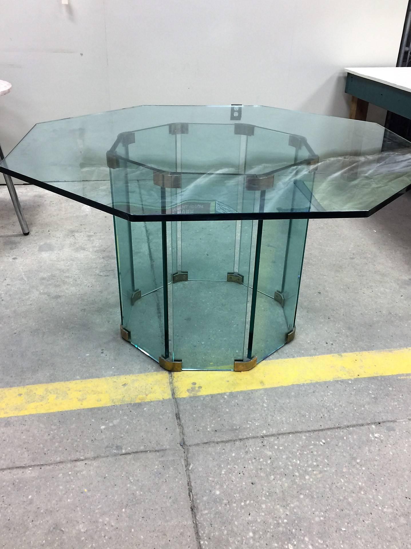 Brass Great Design Glass Table by the Pace Collection For Sale
