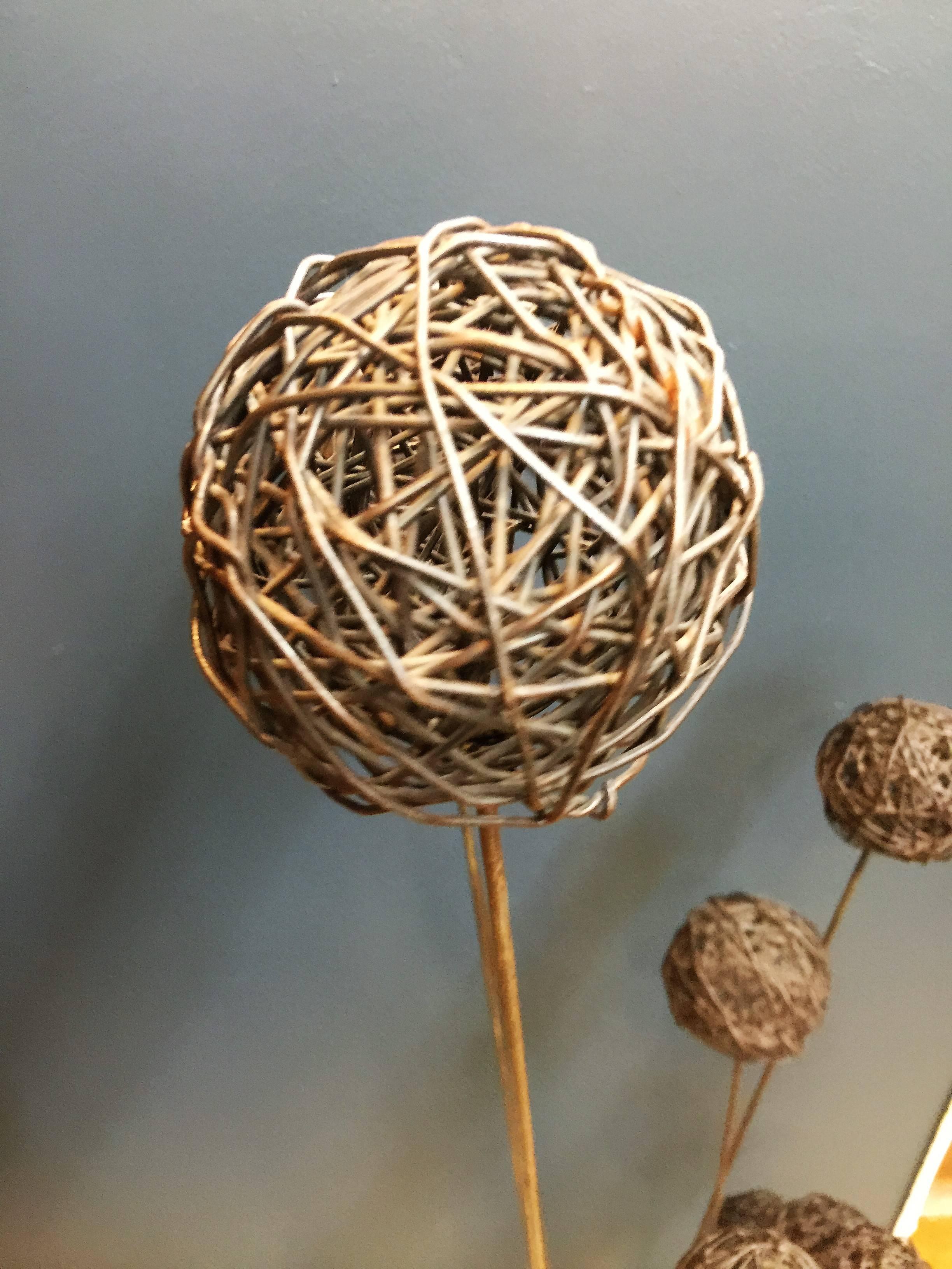 Mid-Century Modern Harry Bertoia Style Modernist Kinetic Wire Ball Sculpture For Sale
