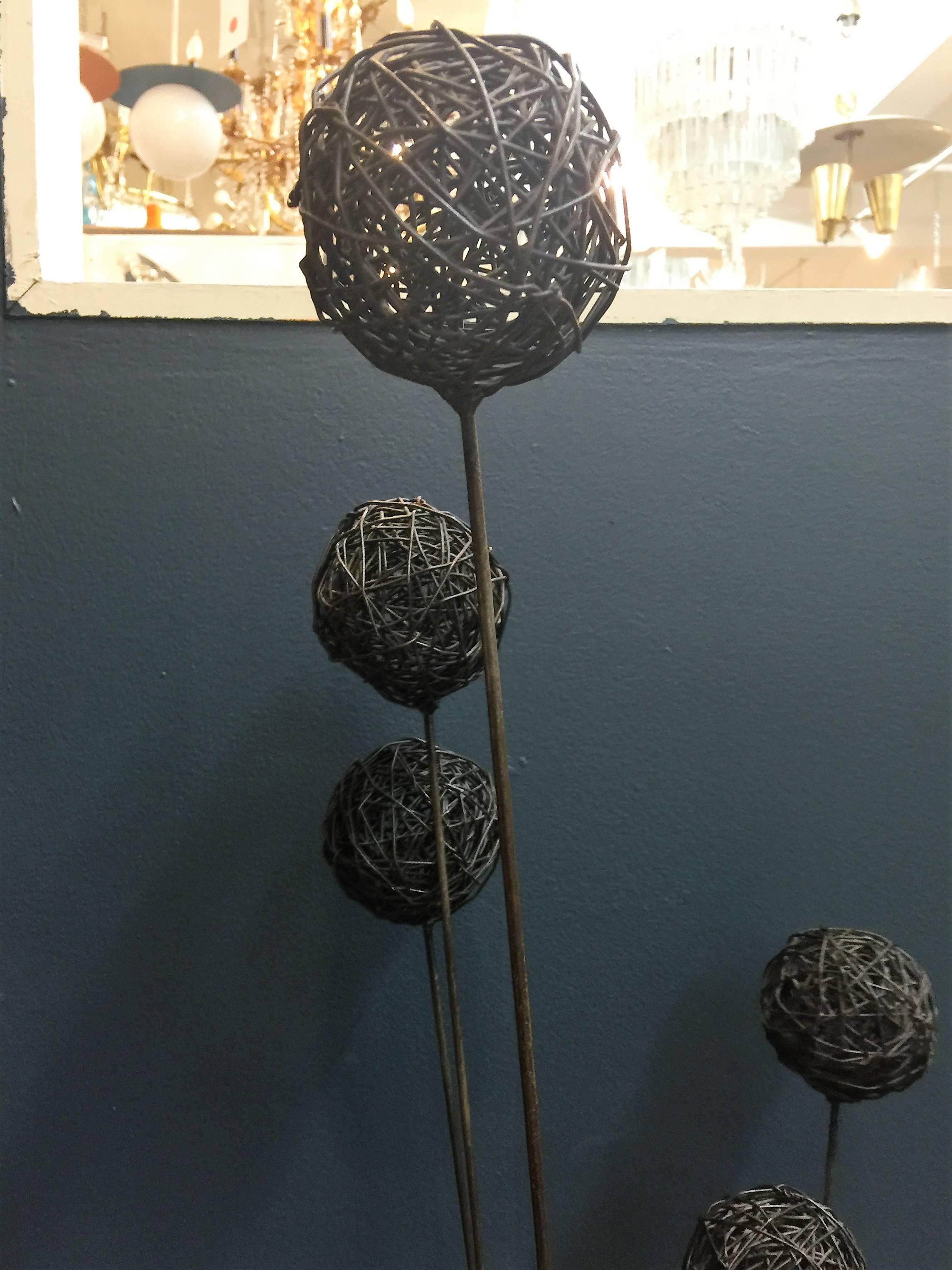 Harry Bertoia Style Modernist Kinetic Wire Ball Sculpture In Excellent Condition For Sale In Mount Penn, PA