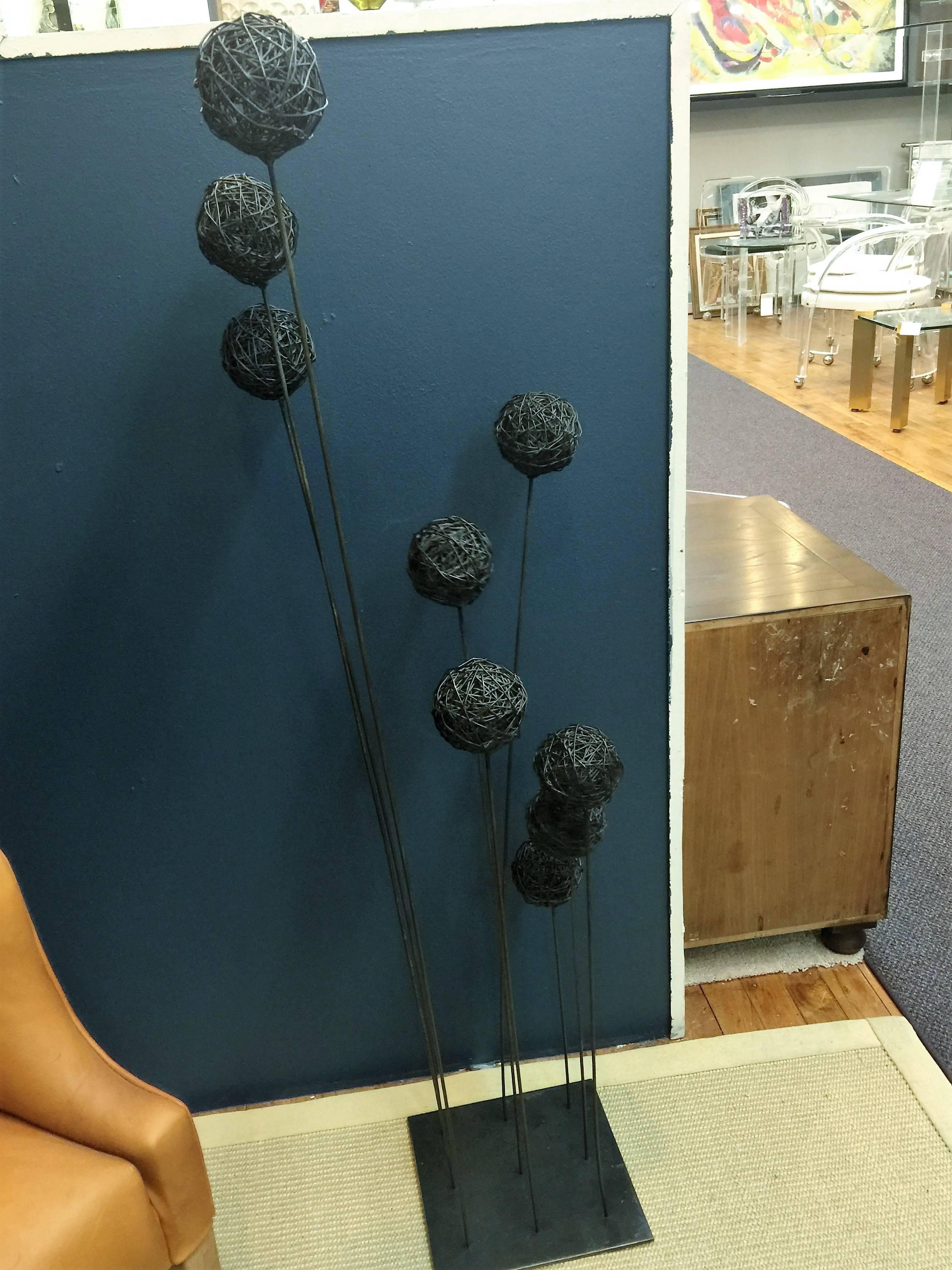 Mid-20th Century Harry Bertoia Style Modernist Kinetic Wire Ball Sculpture For Sale