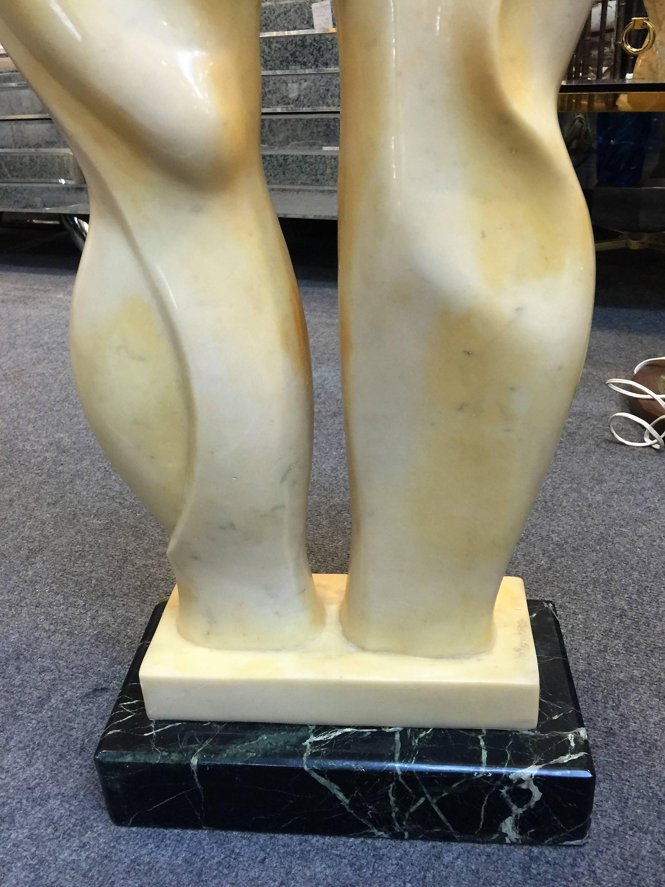 Large Modernist Marble Sculpture Signed Mendoza, 1976 In Excellent Condition For Sale In Mount Penn, PA
