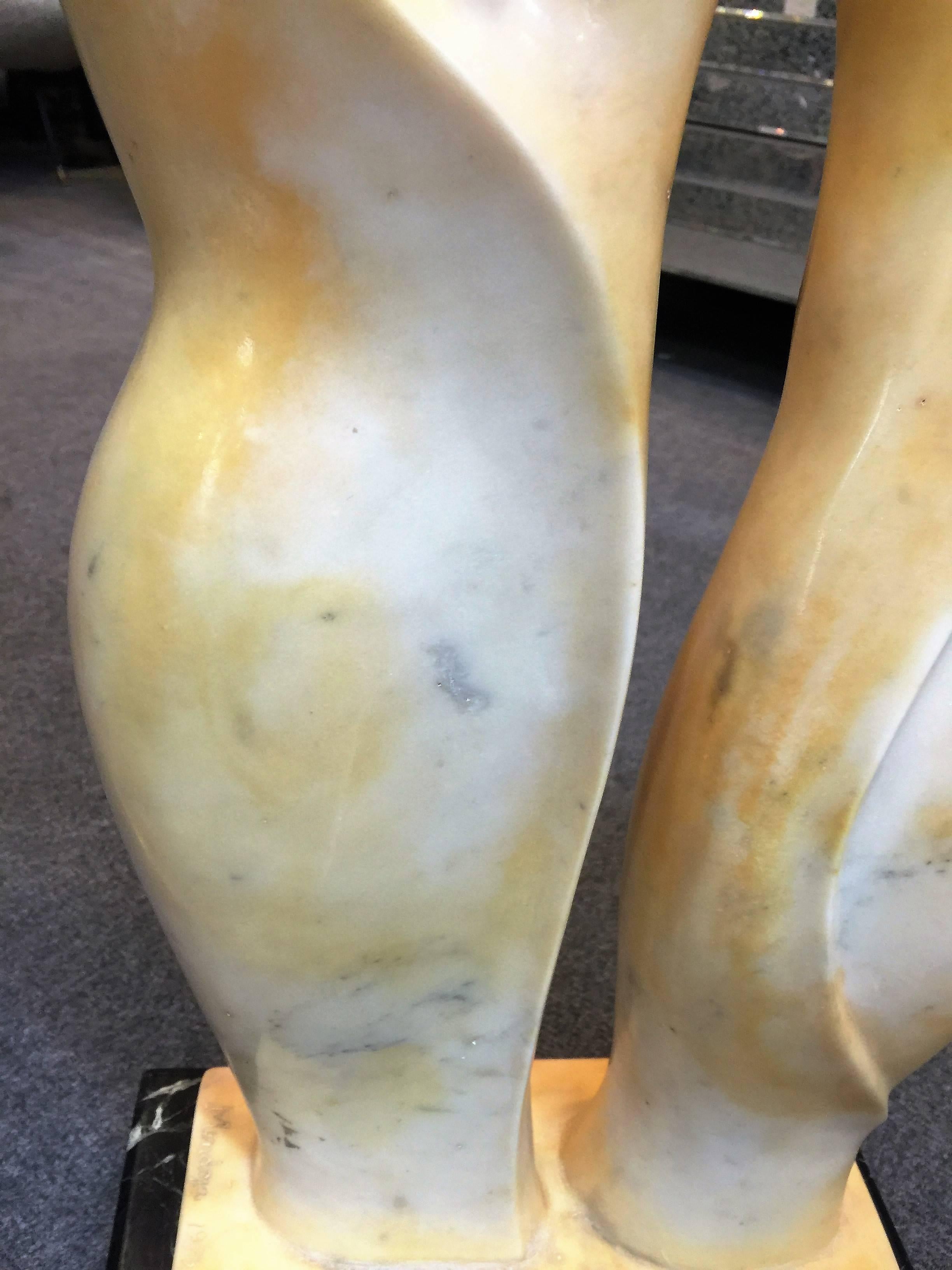 Late 20th Century Large Modernist Marble Sculpture Signed Mendoza, 1976 For Sale