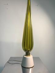 Exquisite Murano Glass Table Lamp in Light Green with Gold by Seguso