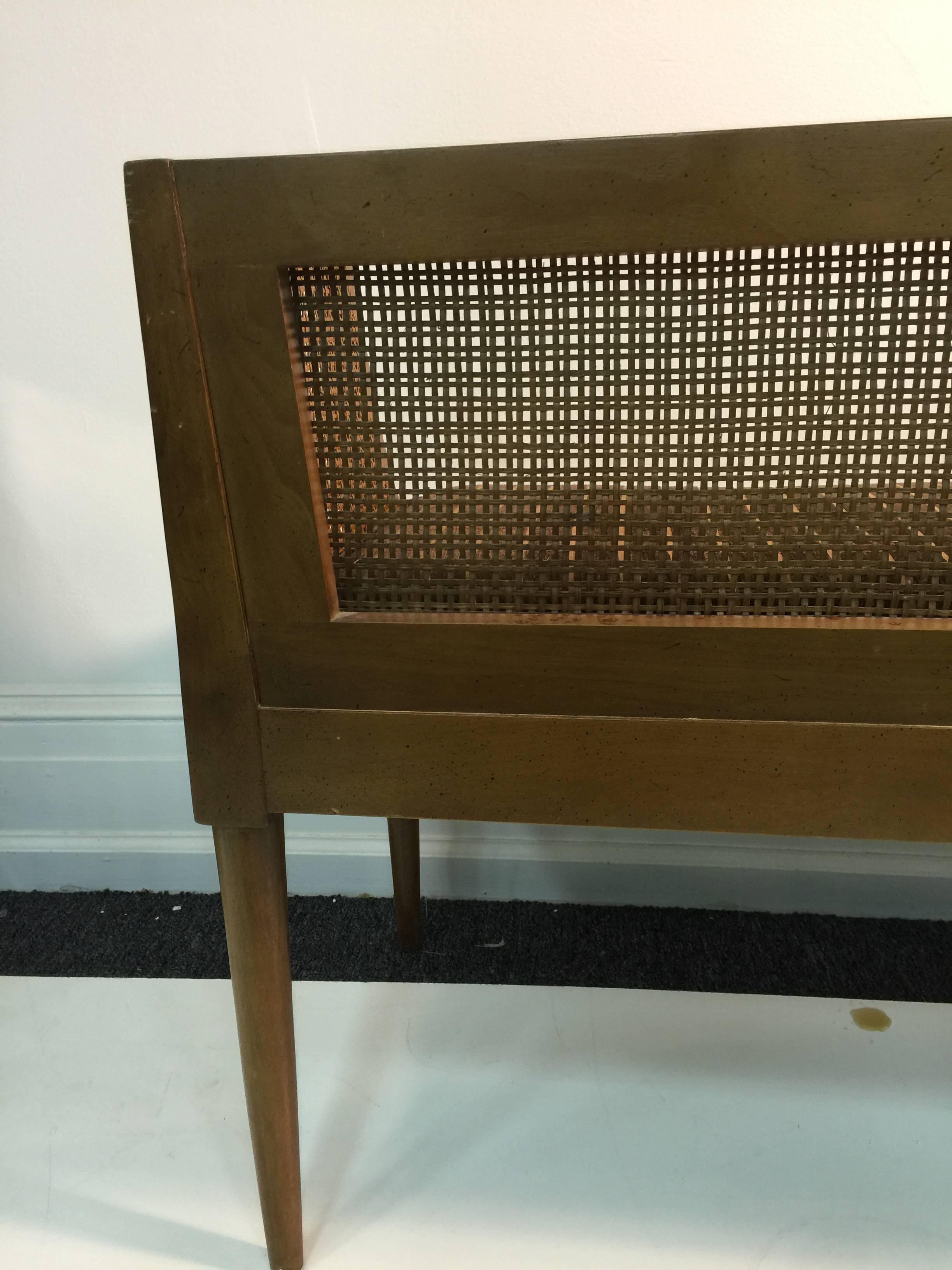 Danish Modern 1960s  Dunbar Style Cane Window Bench In Good Condition For Sale In Mount Penn, PA