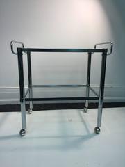 Stunning Italian Two-Tier Chrome Tea Cart, circa 1970