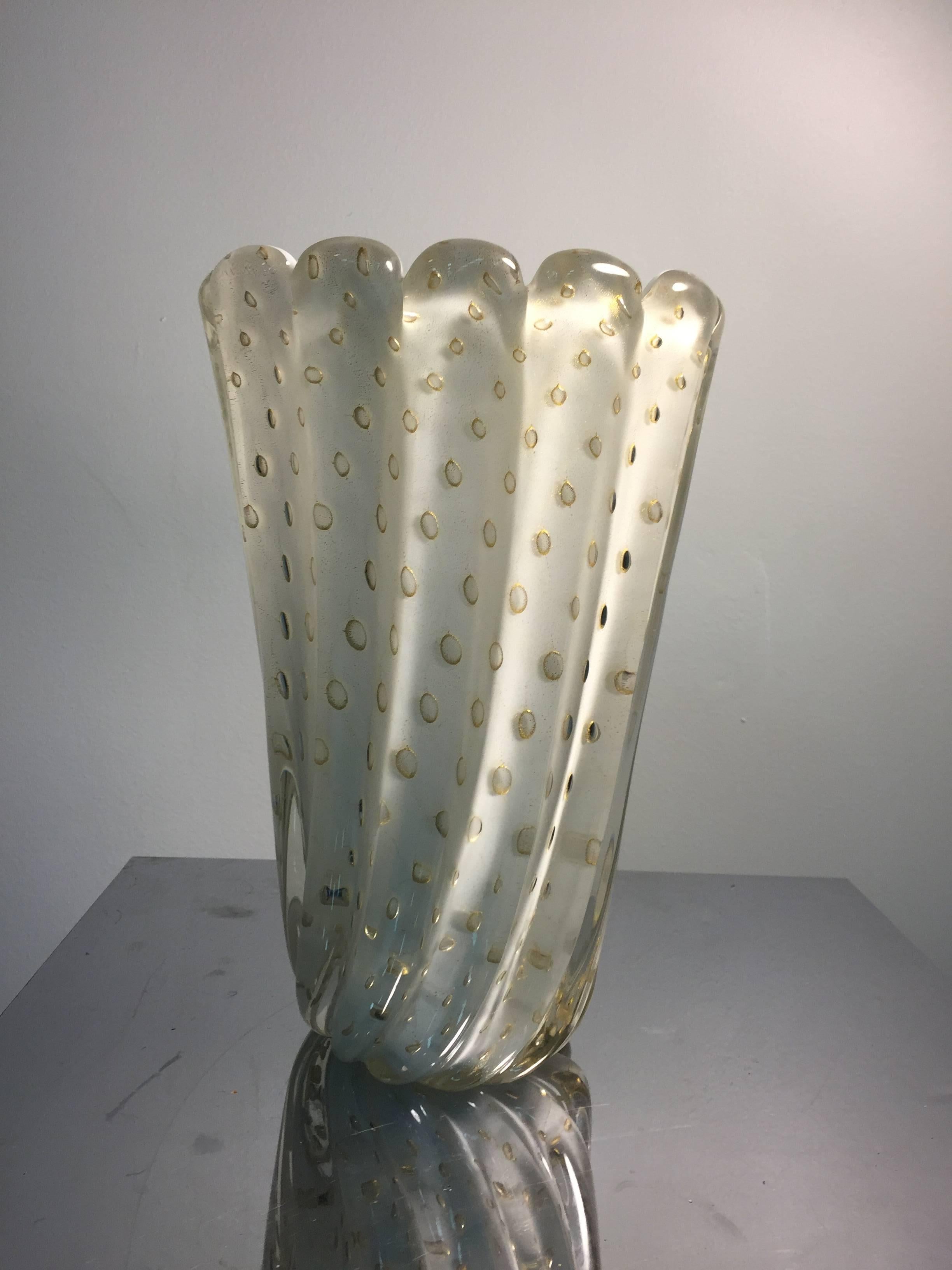 Italian Barovier and Toso Cordonato D'oro Large Vase For Sale