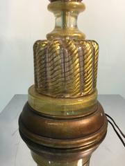 Monumental Murano Glass Seguso Table Lamp in Light Purple with Gold Flakes