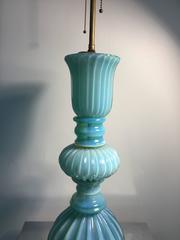 Beautiful Barovier Sky Blue Murano Glass Table Lamp, circa 1960