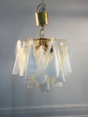 Magnificent Murano Glass Mazzega Chandelier with Clear and White Petals