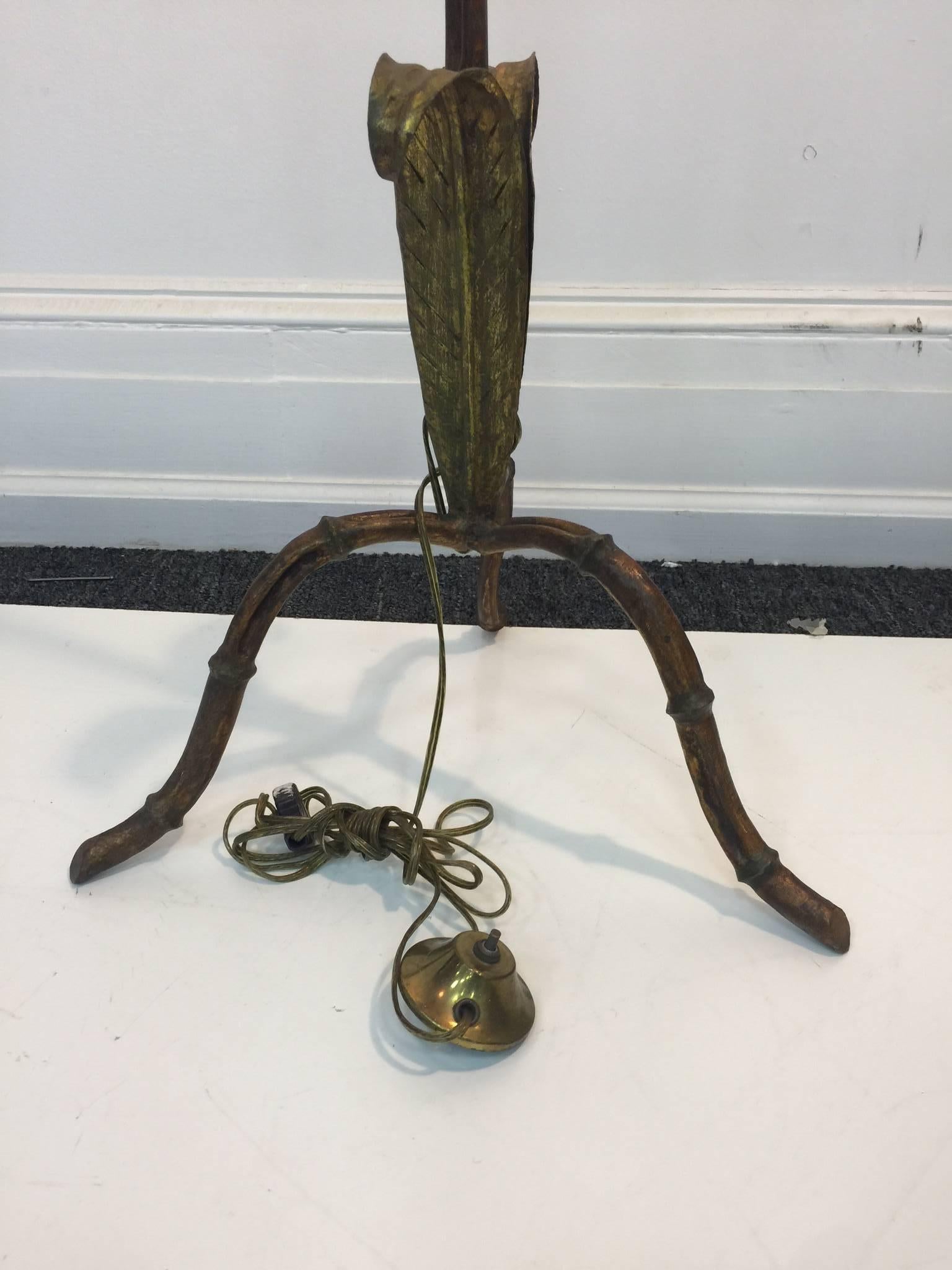 20th Century Beautiful Brass Italian Palm Tree Floor Lamp in the Manner of Tommaso Barbi For Sale