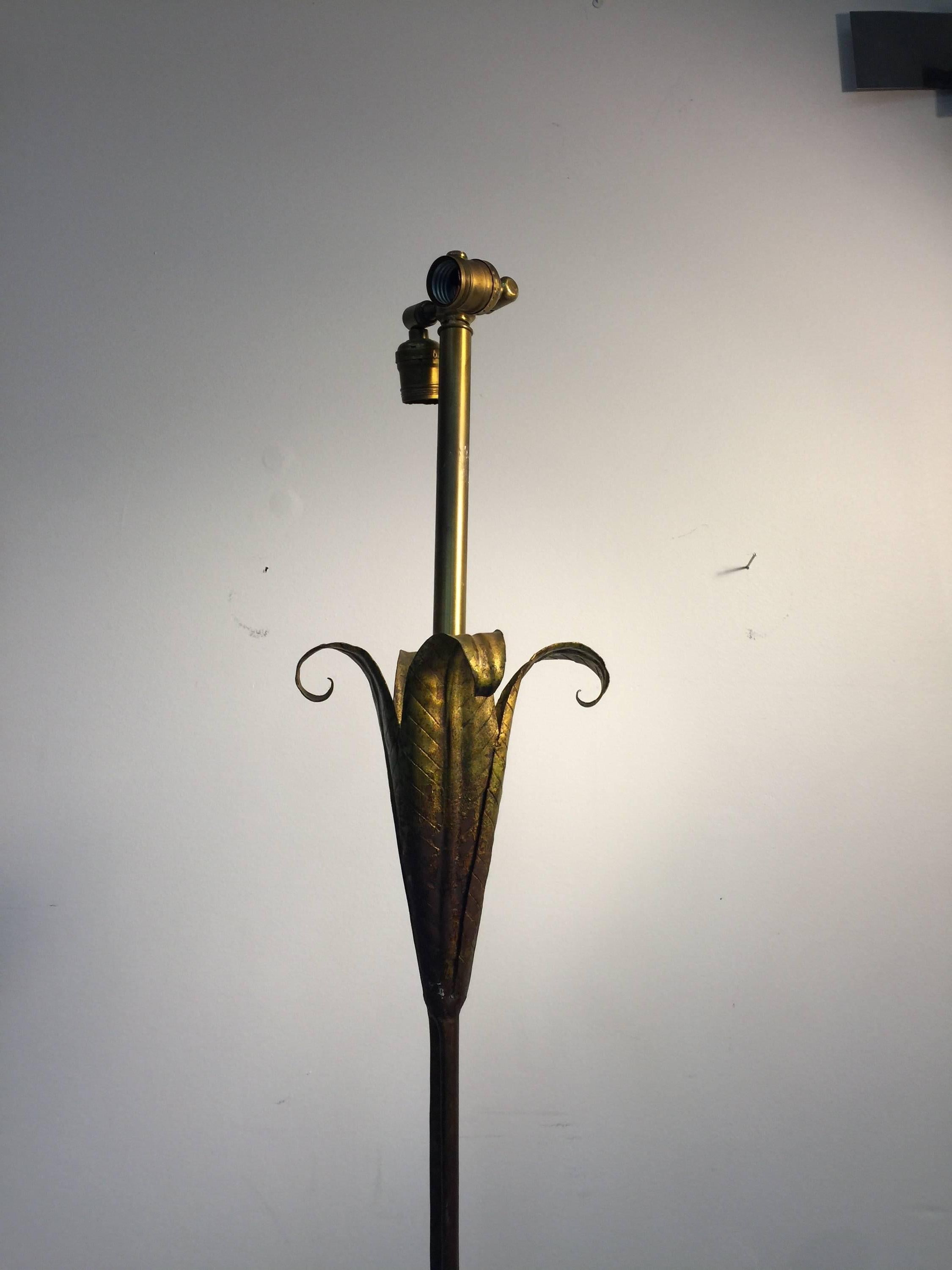 Modern Beautiful Brass Italian Palm Tree Floor Lamp in the Manner of Tommaso Barbi For Sale