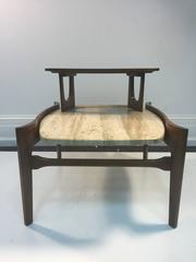 Exceptional Pair of Italian Wood and Travertine Two-Tier Side Tables