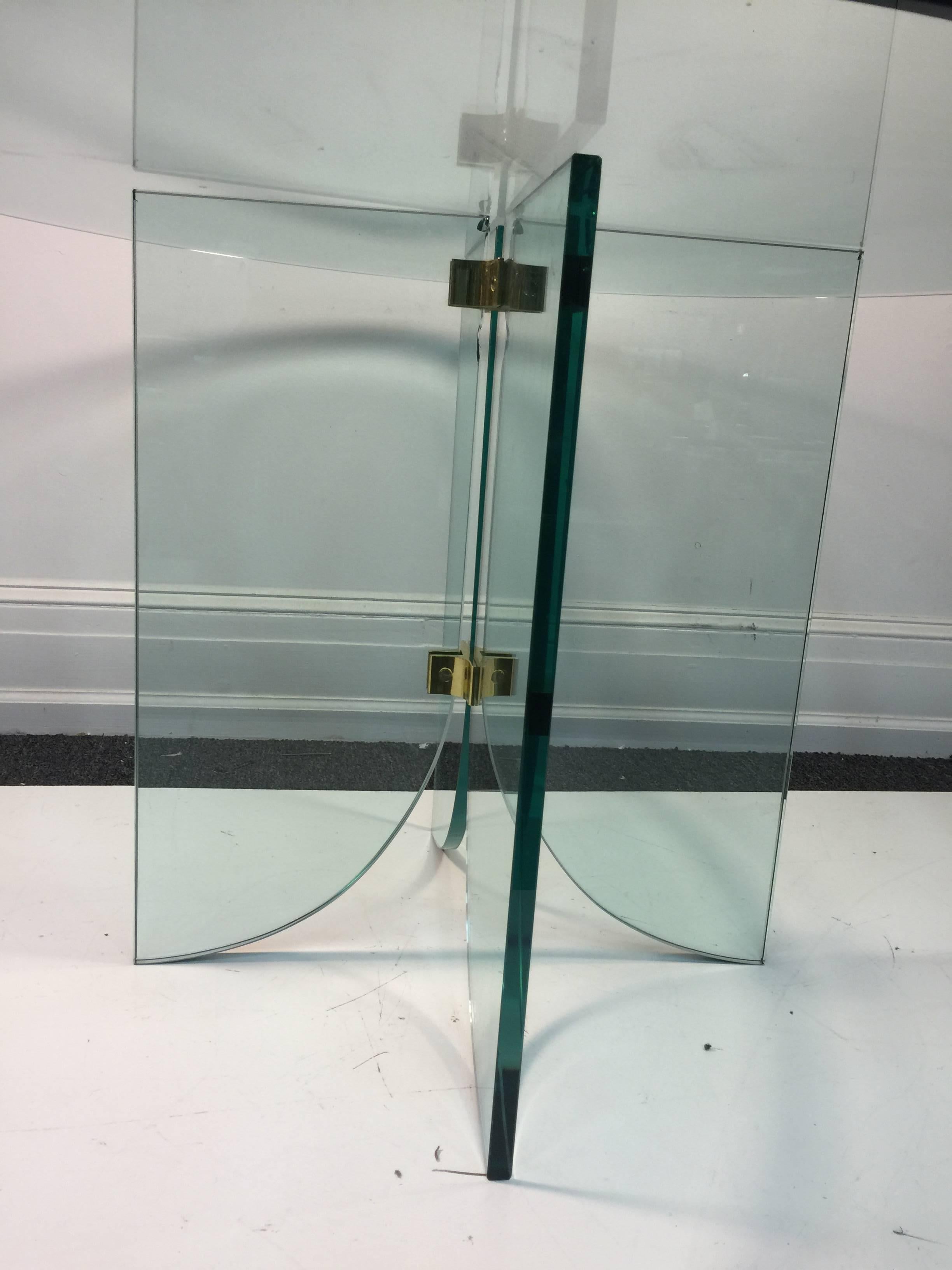 Modern Phenomenal Pace Pedestal Glass Dining Table, circa 1970 For Sale