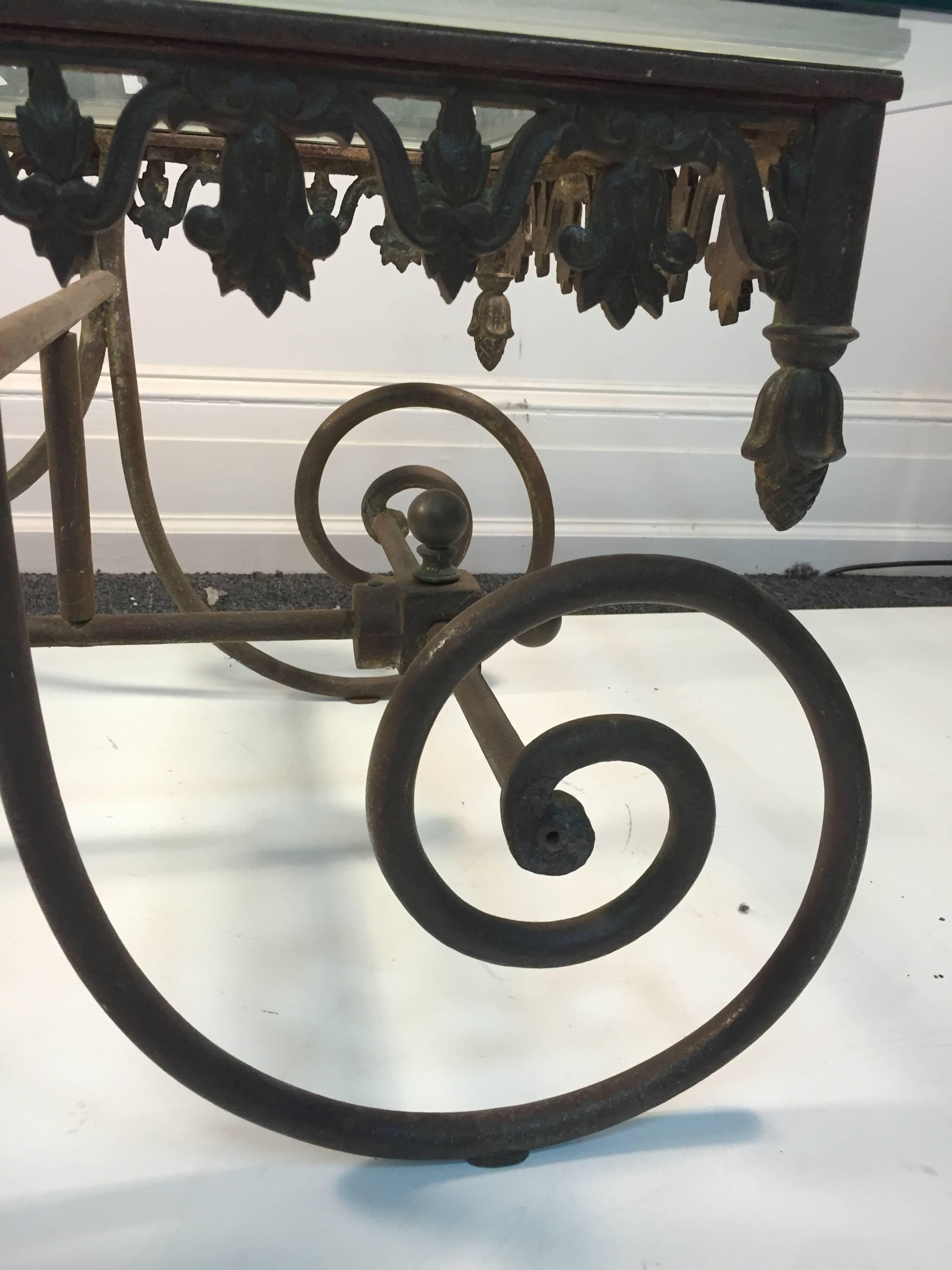 Exceptional 19th Century Wrought Iron French Bakers Table In Good Condition For Sale In Mount Penn, PA