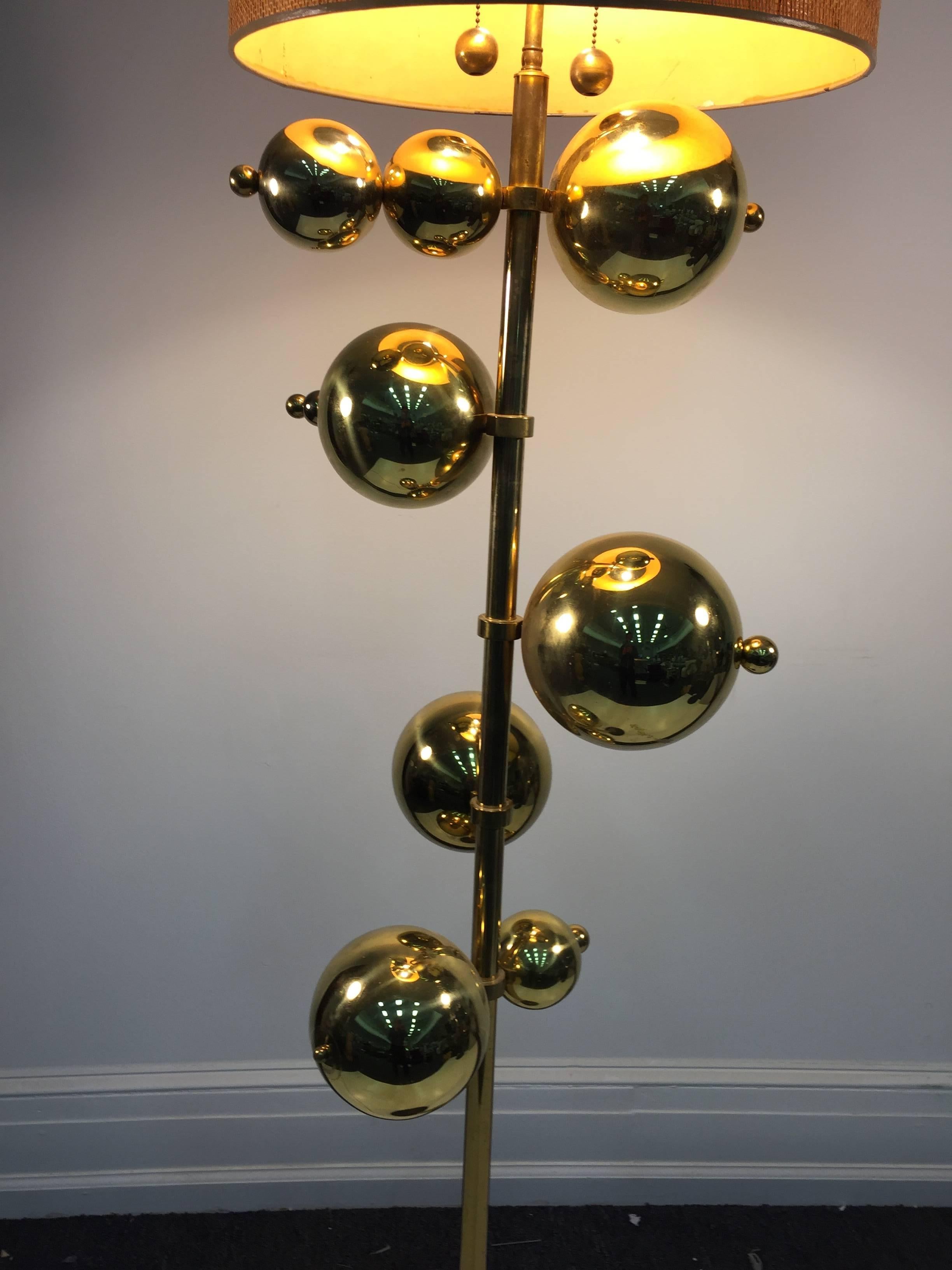 Brass Rare Modernist Italian Floor Lamp in the Manner of Angelo Lelli, circa 1960 For Sale