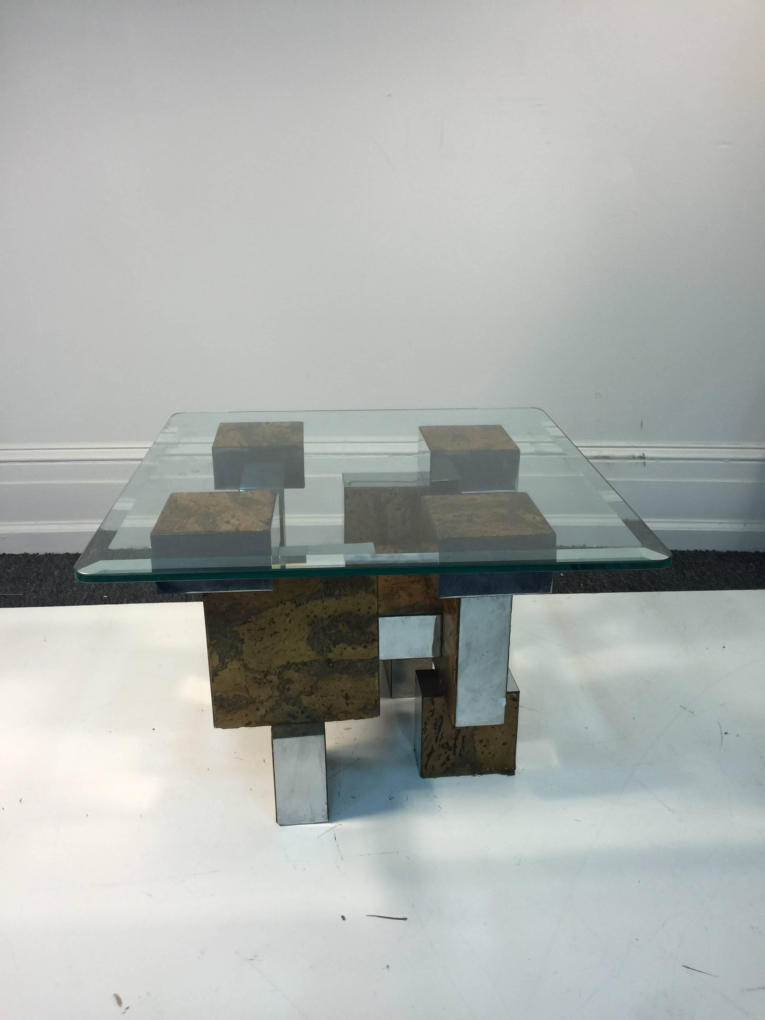 Wood Brutalist Paul Evans Cityscape Burl wood and Chrome Coffee or Cocktail Table For Sale