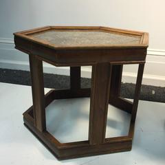Sensational Pair of John Keal for Brown Saltman Hexagonal Tables
